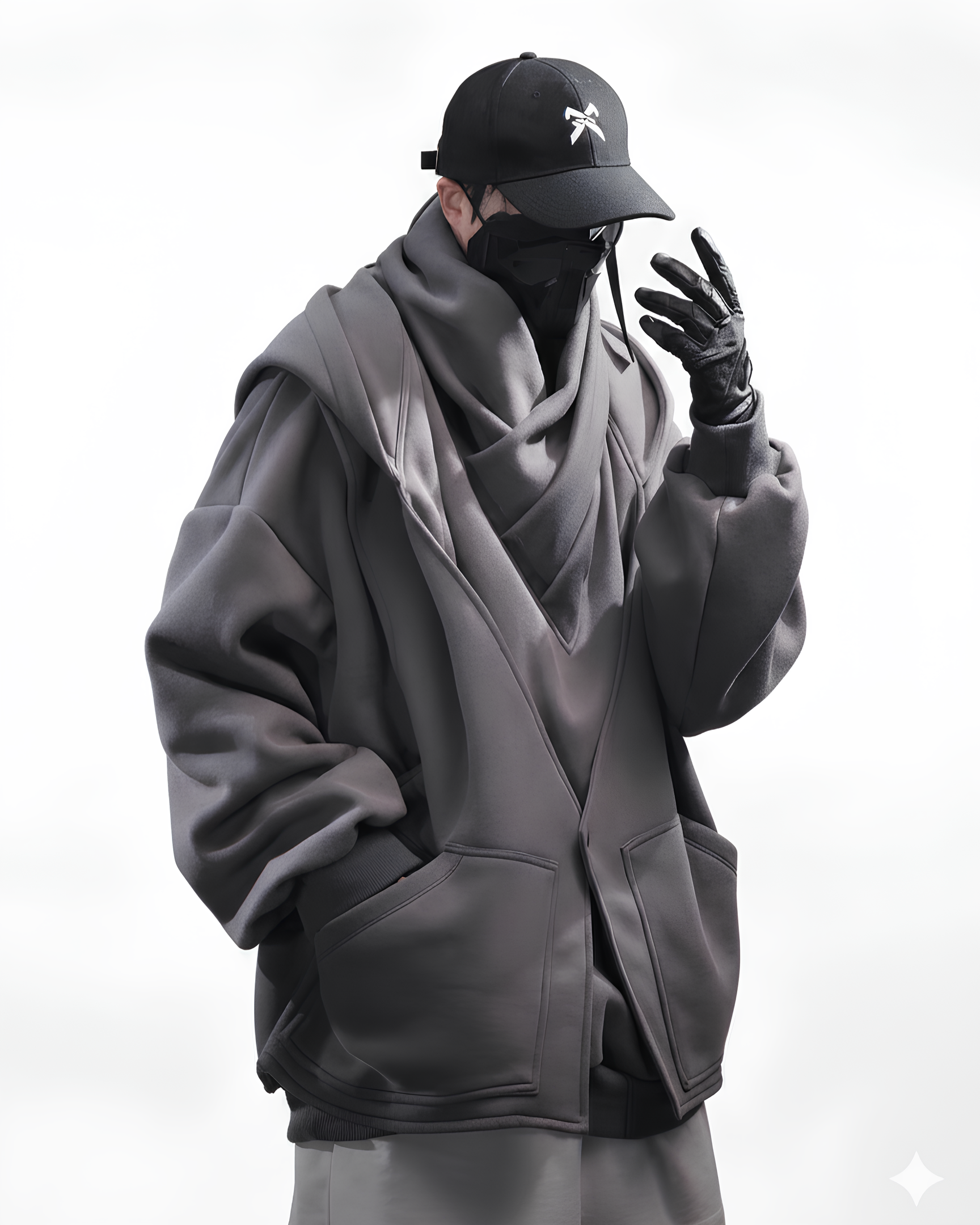 Layered Hooded Wrap Jacket koku0134