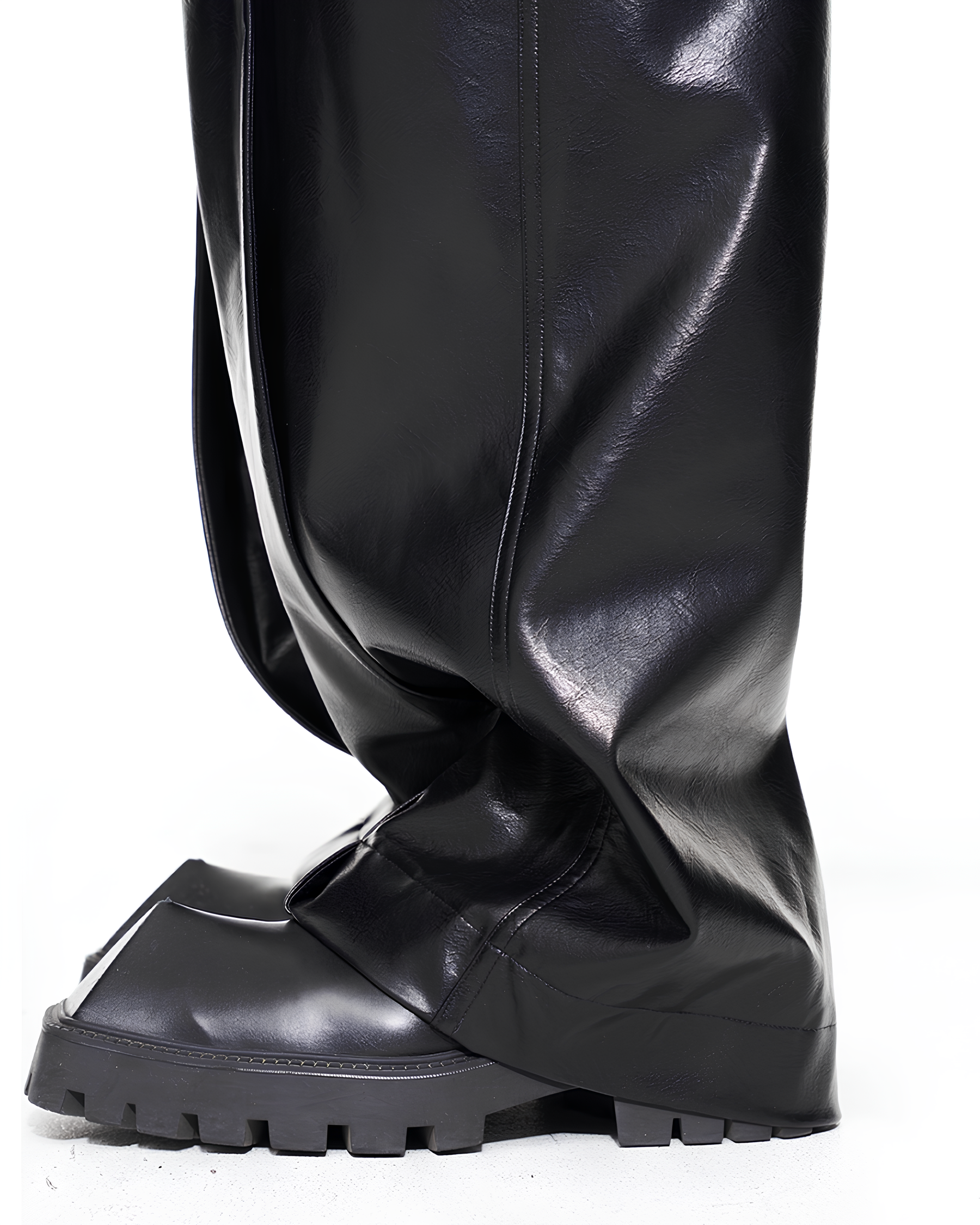Loose Straight Leather Pants koku0129