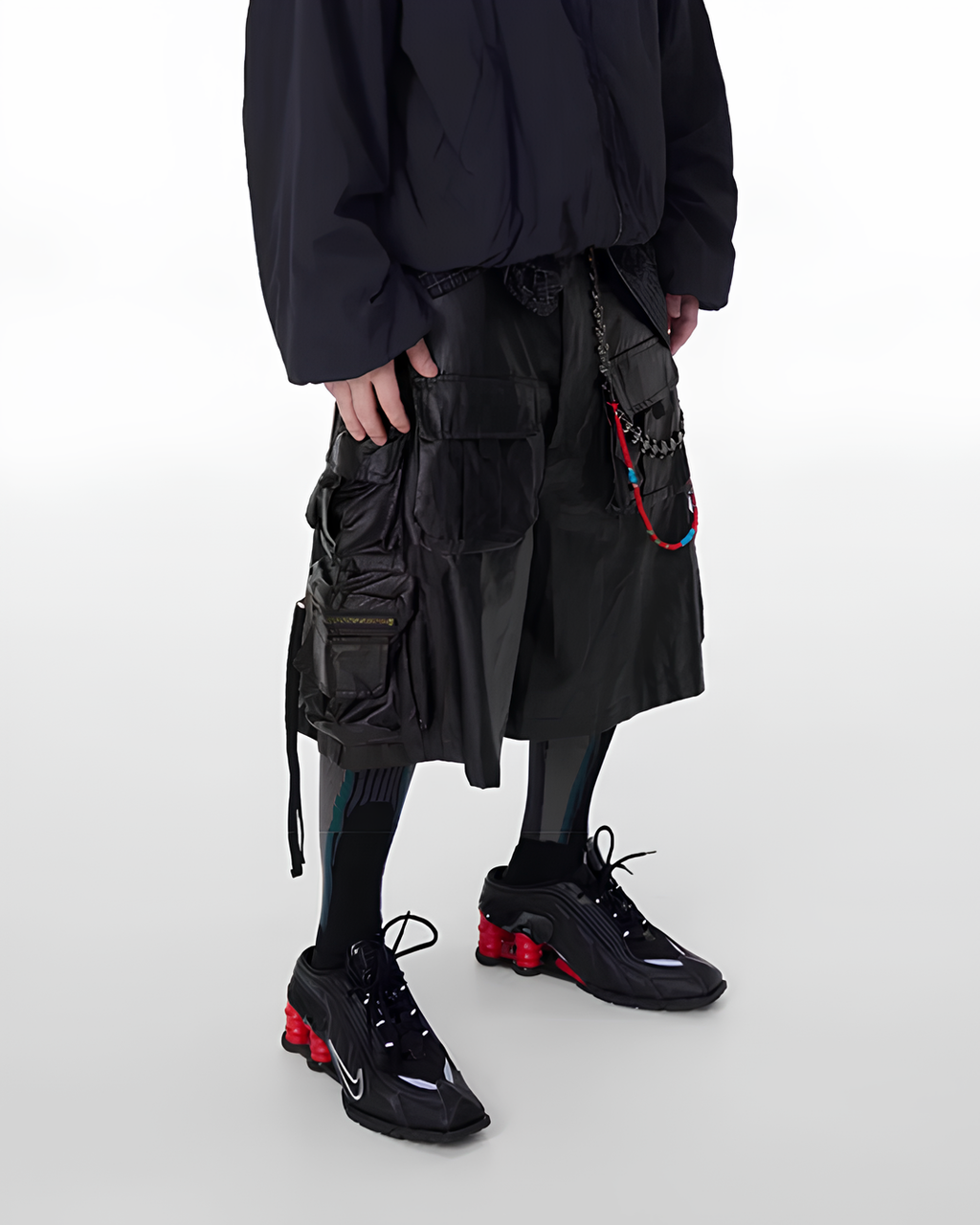 Coated Wide Cargo Shorts koku0169