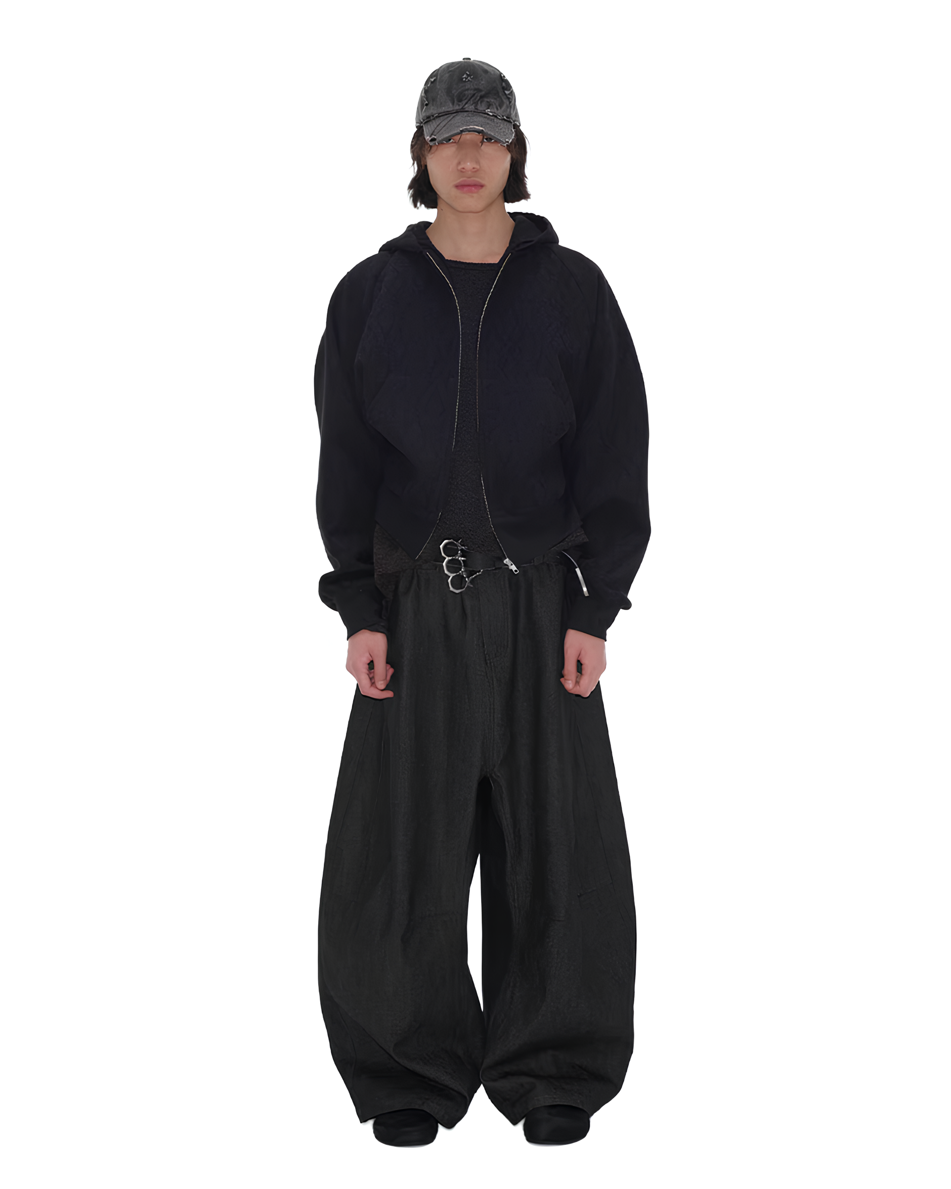 Wide Curved Denim Pants koku0137