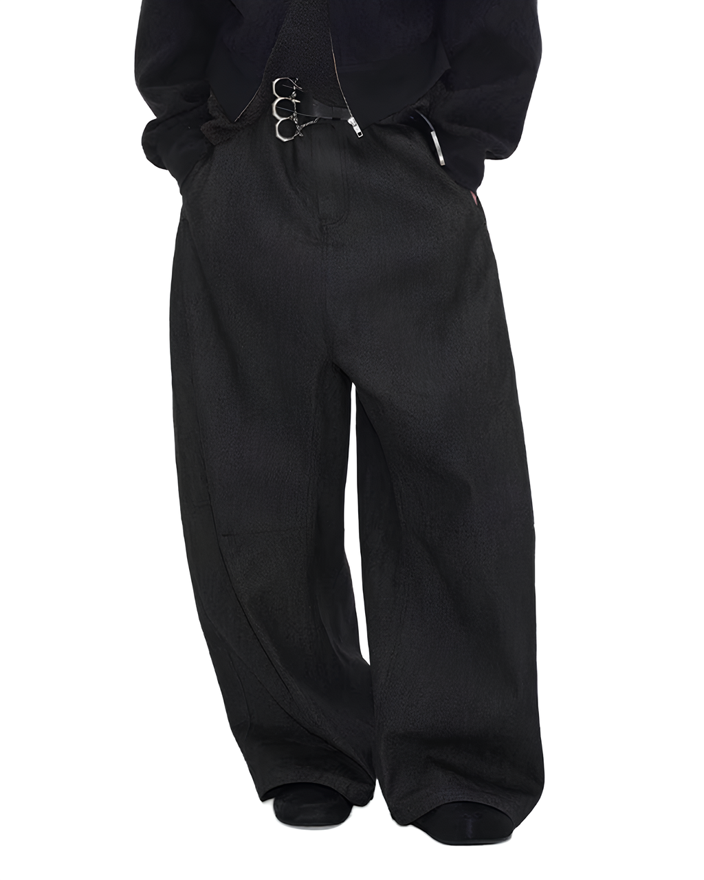 Wide Curved Denim Pants koku0137