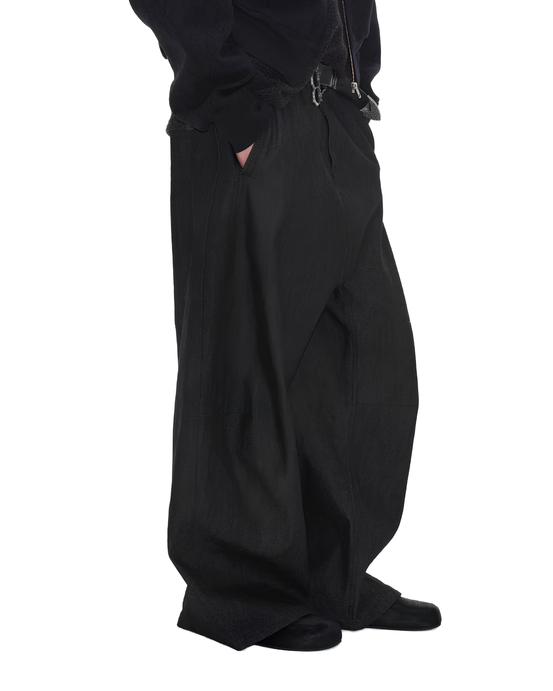 Wide Curved Denim Pants koku0137