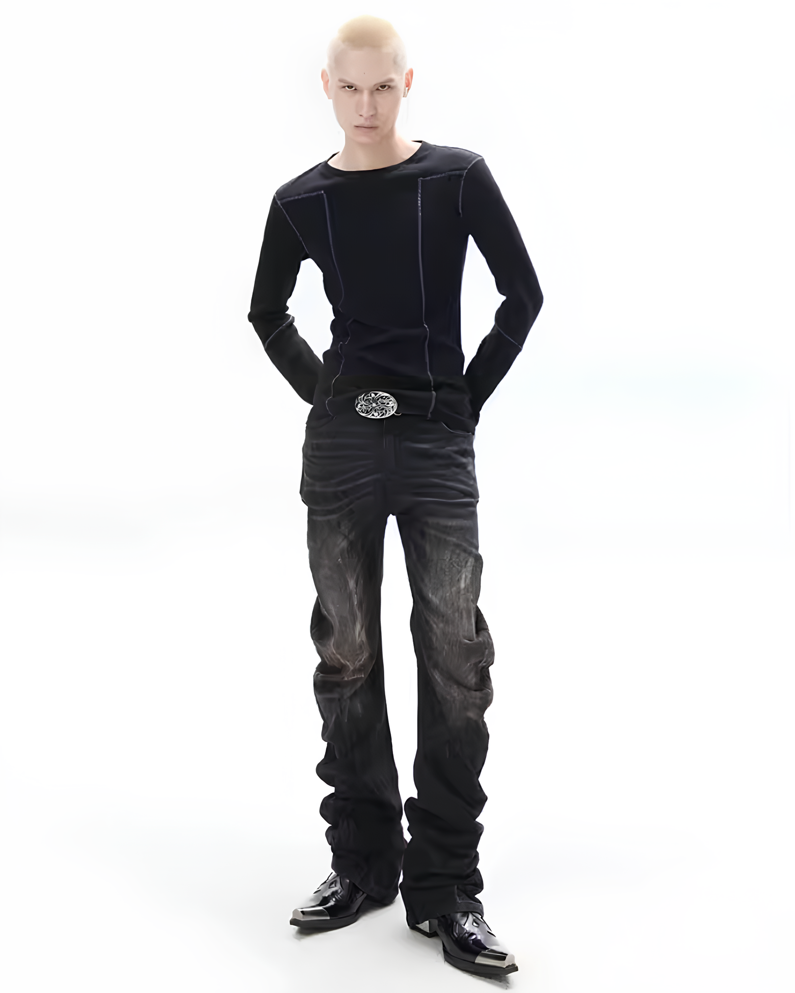 Slim Fit Stitched Long Sleeve T-Shirt koku0141
