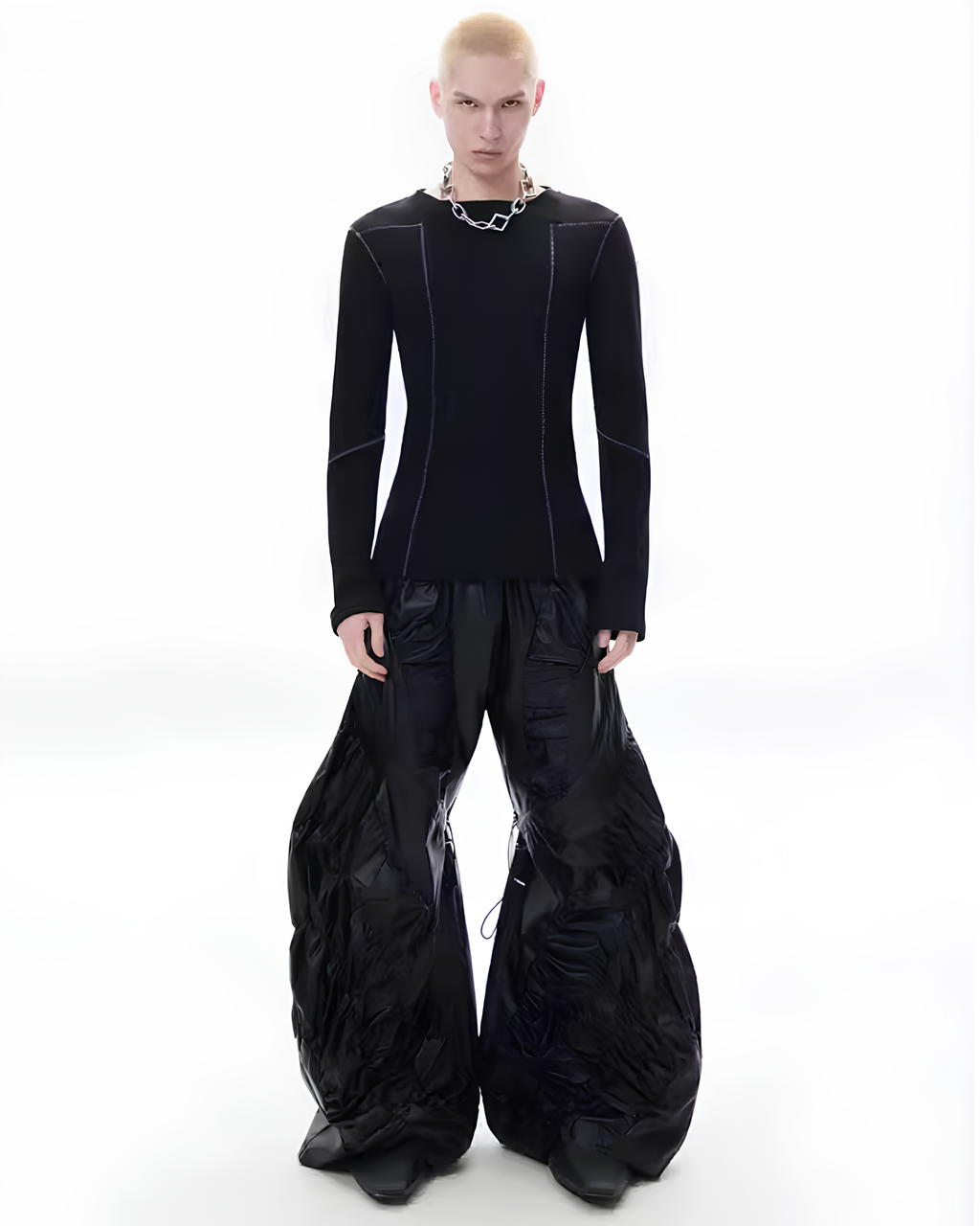 Slim Fit Stitched Long Sleeve T-Shirt koku0141