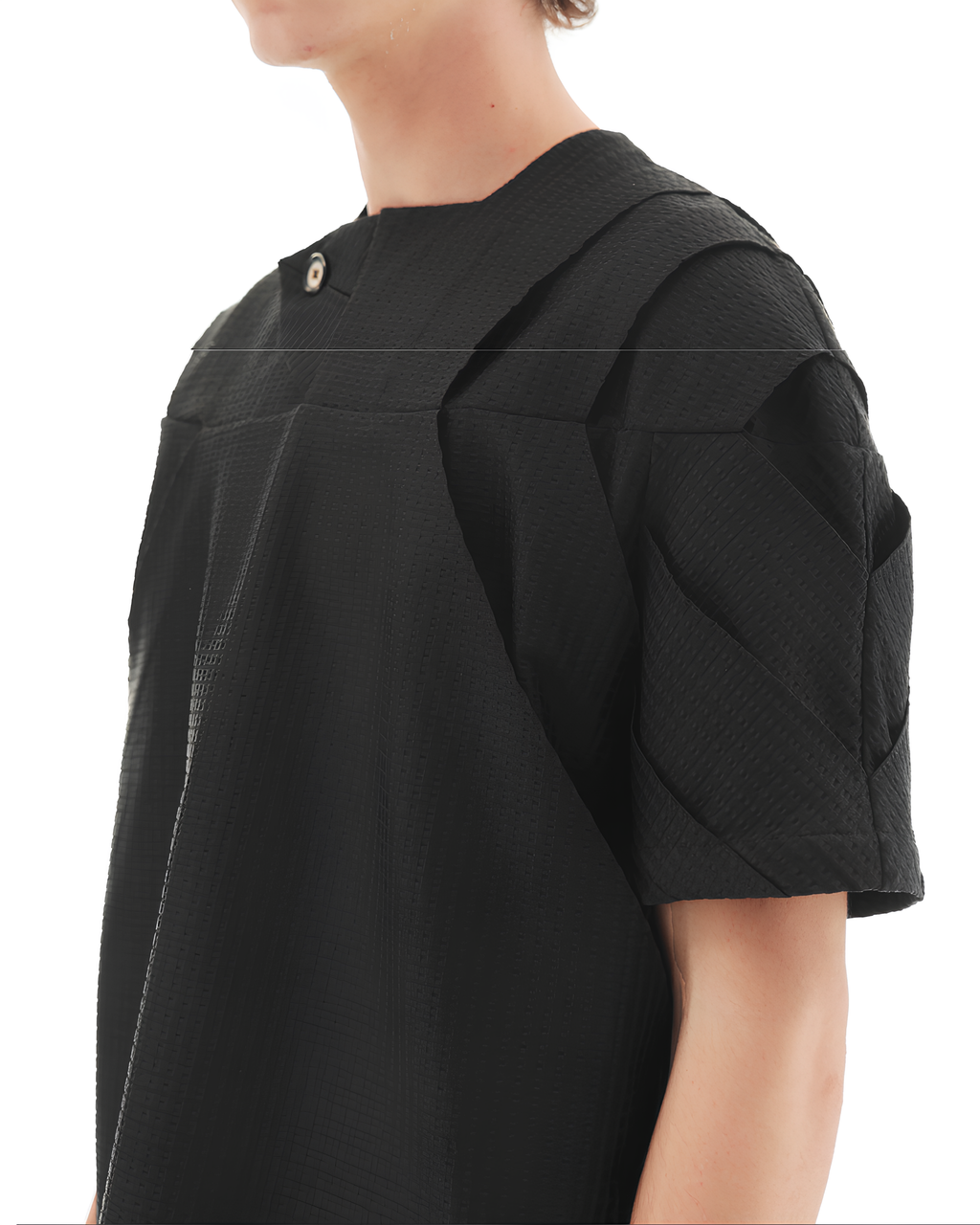 Textured Asymmetric Neck Tee koku0145