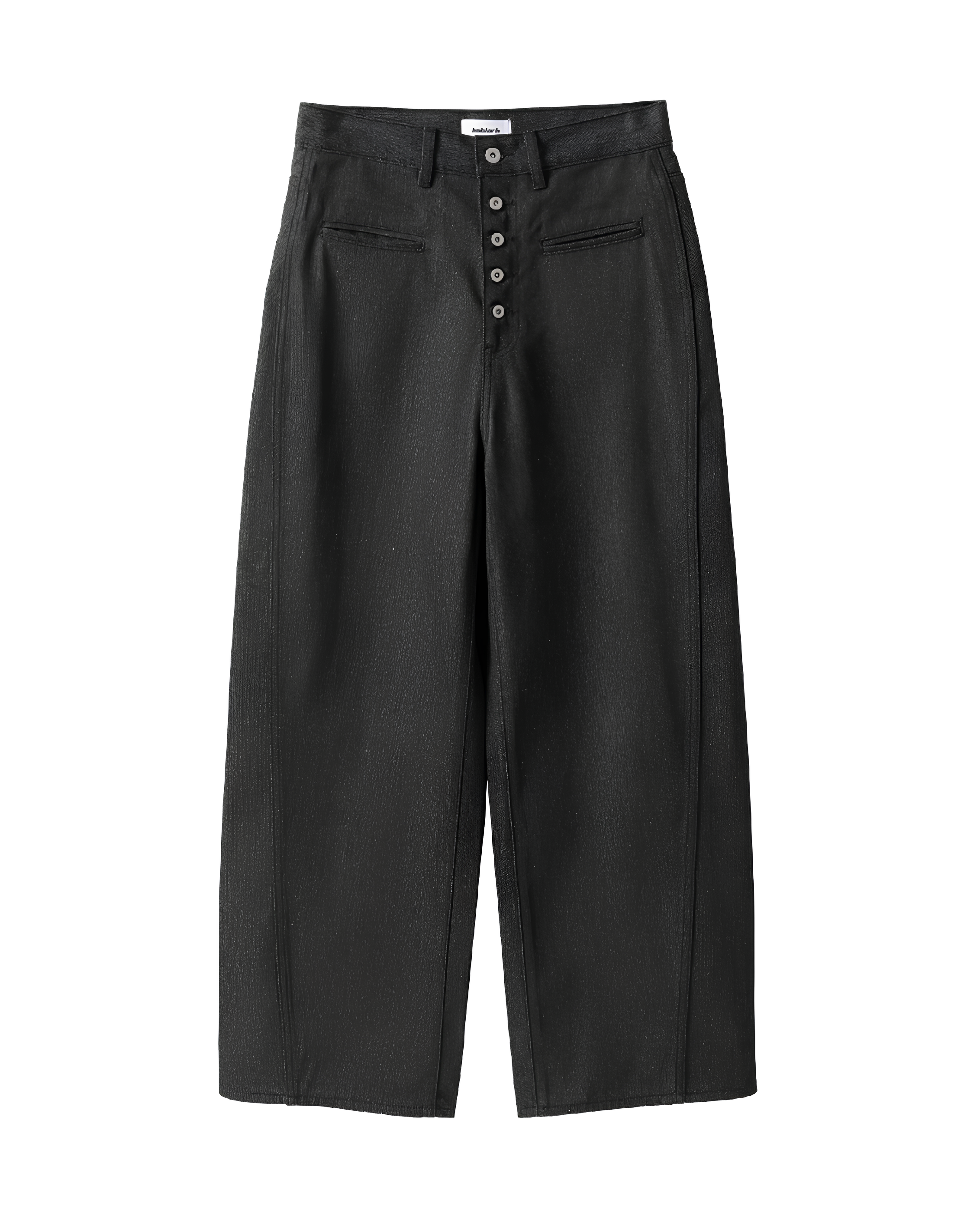 13.5oz Wide-Leg Raw Black Baggy Jeans koku0151