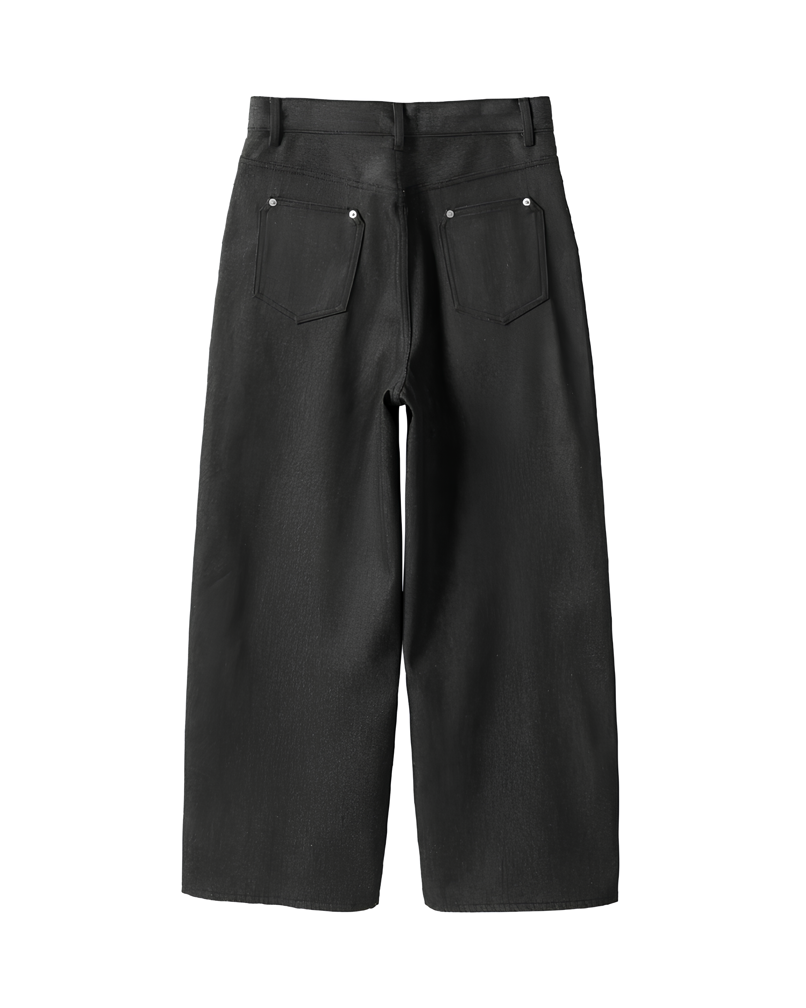 13.5oz Wide-Leg Raw Black Baggy Jeans koku0151