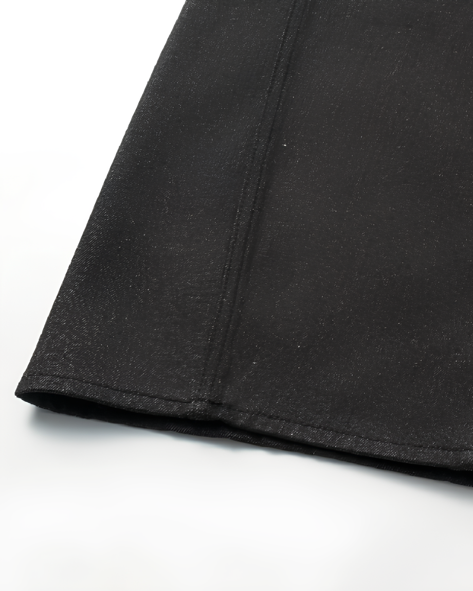 13.5oz Wide-Leg Raw Black Baggy Jeans koku0151