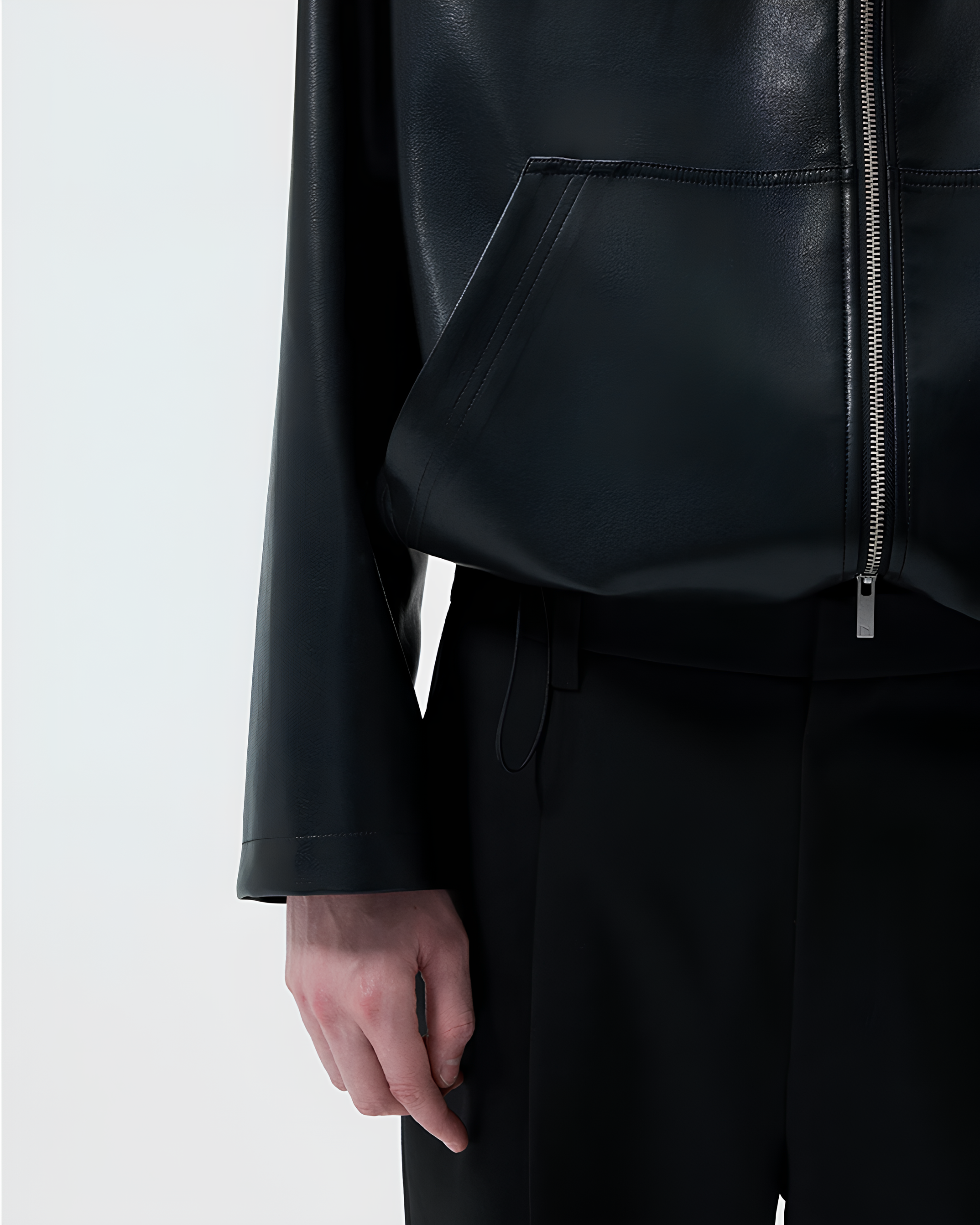 PU Raglan Hooded Cropped Jacket koku0152