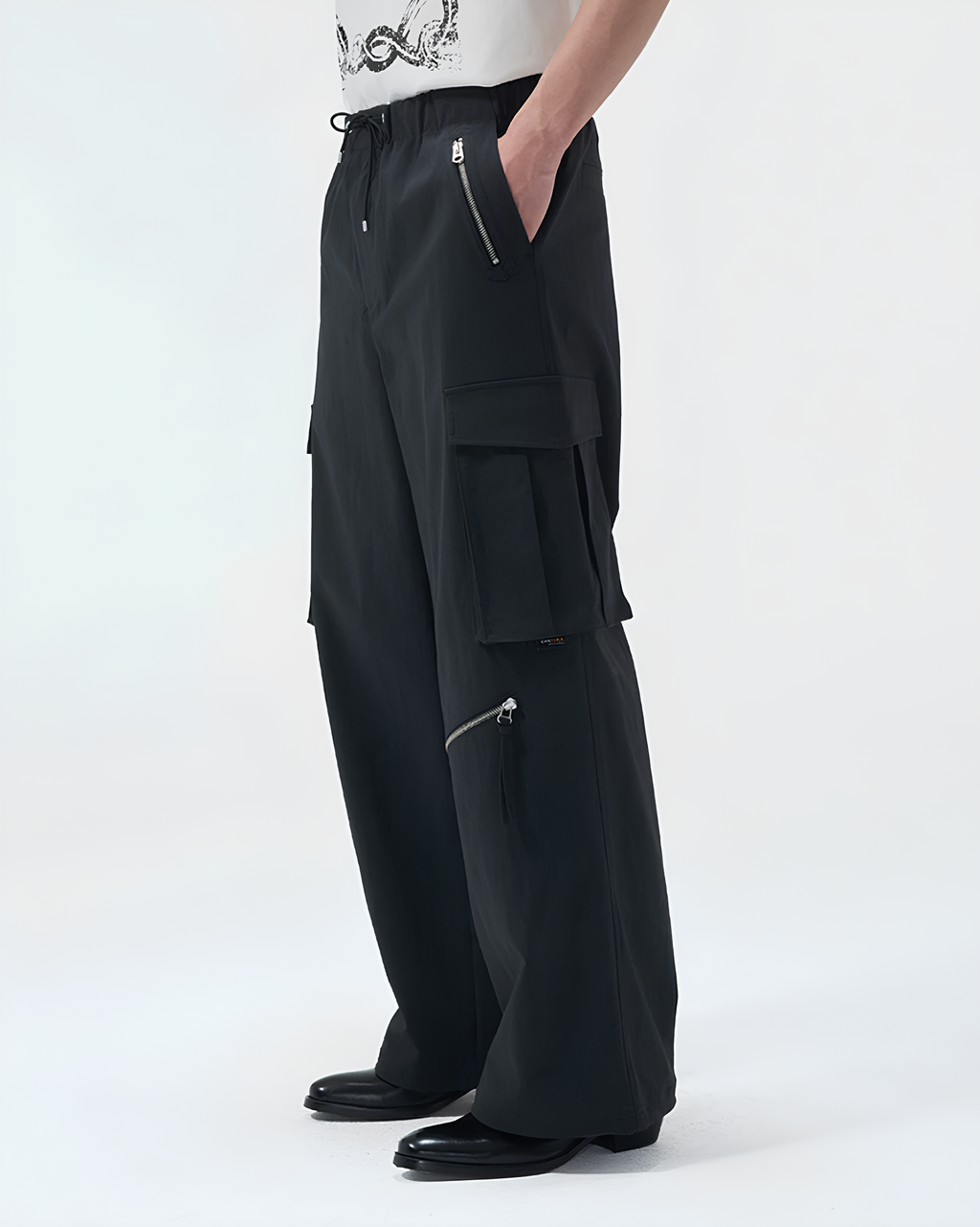 Multi-Zip Wide Cargo Pants koku0154