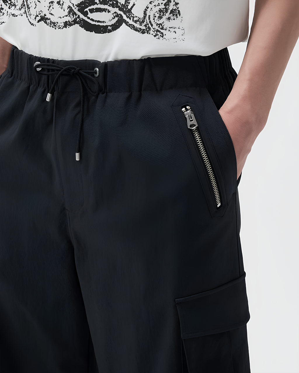 Multi-Zip Wide Cargo Pants koku0154