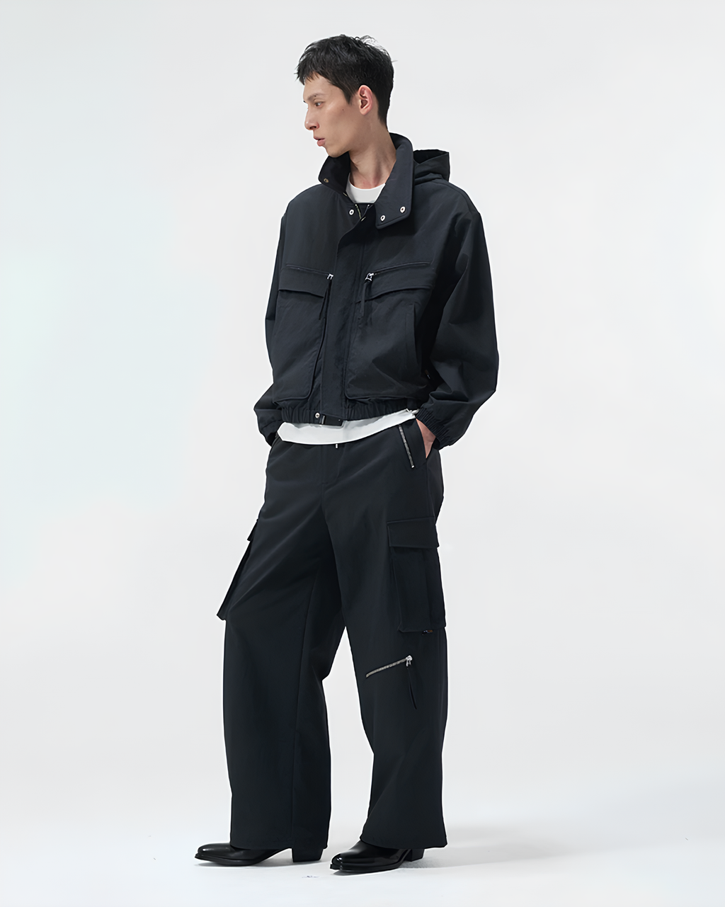 Multi-Zip Wide Cargo Pants koku0154