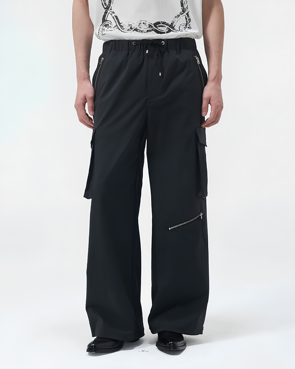 Multi-Zip Wide Cargo Pants koku0154