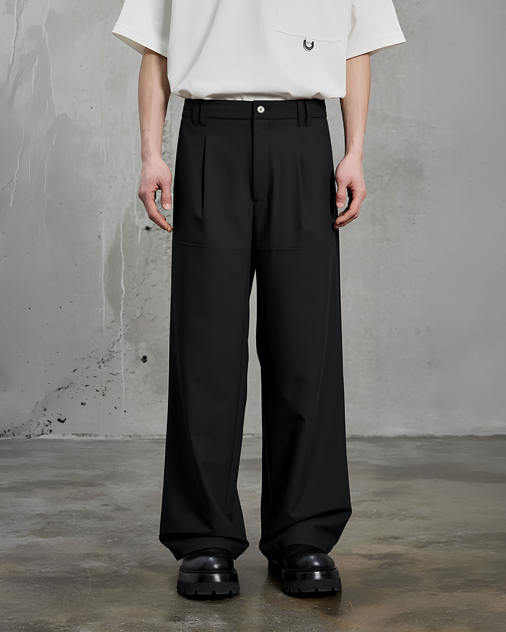 Loose Fit Pleated Slacks koku0155