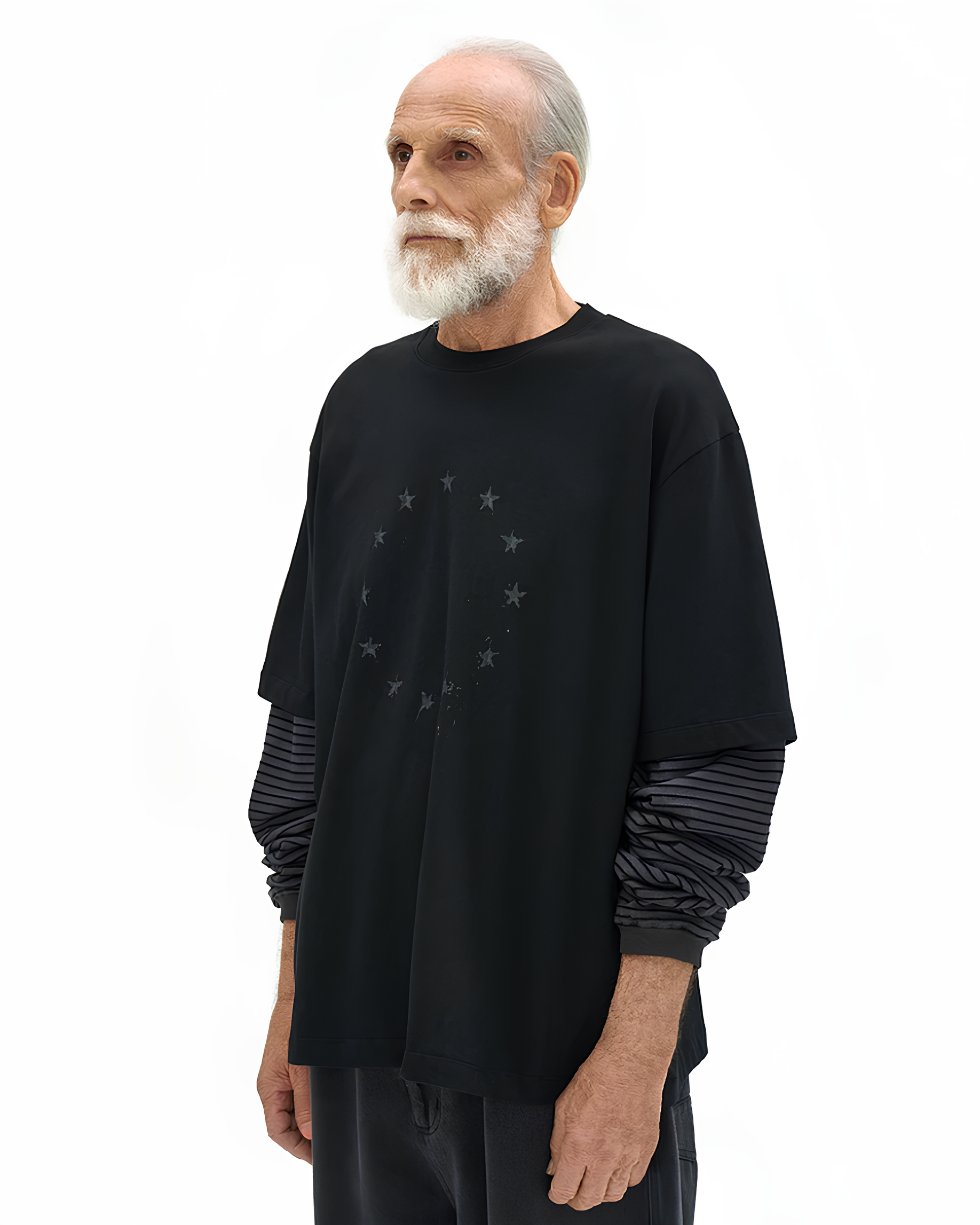 Layered Stripe Sleeve T-Shirt koku0163