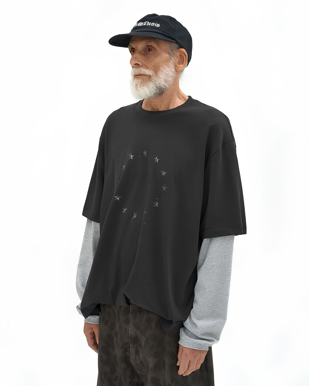 Layered Stripe Sleeve T-Shirt koku0163