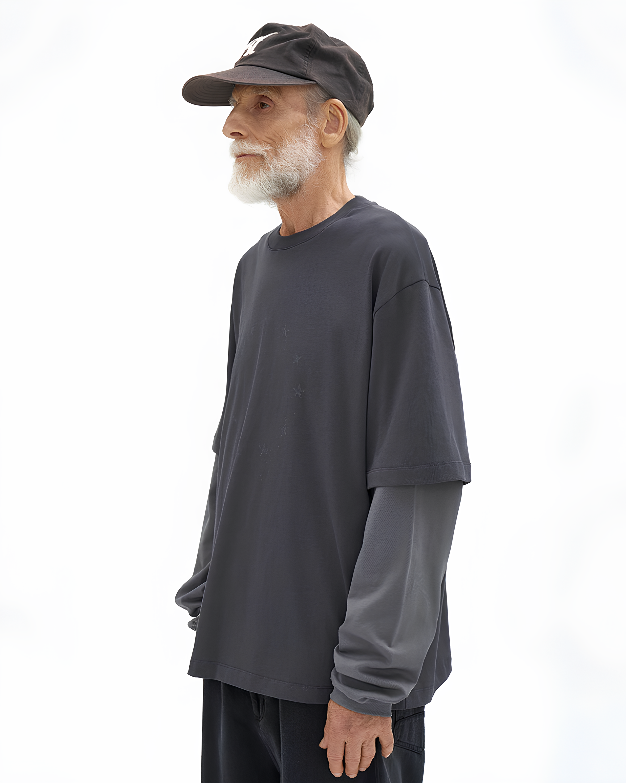 Layered Stripe Sleeve T-Shirt koku0163