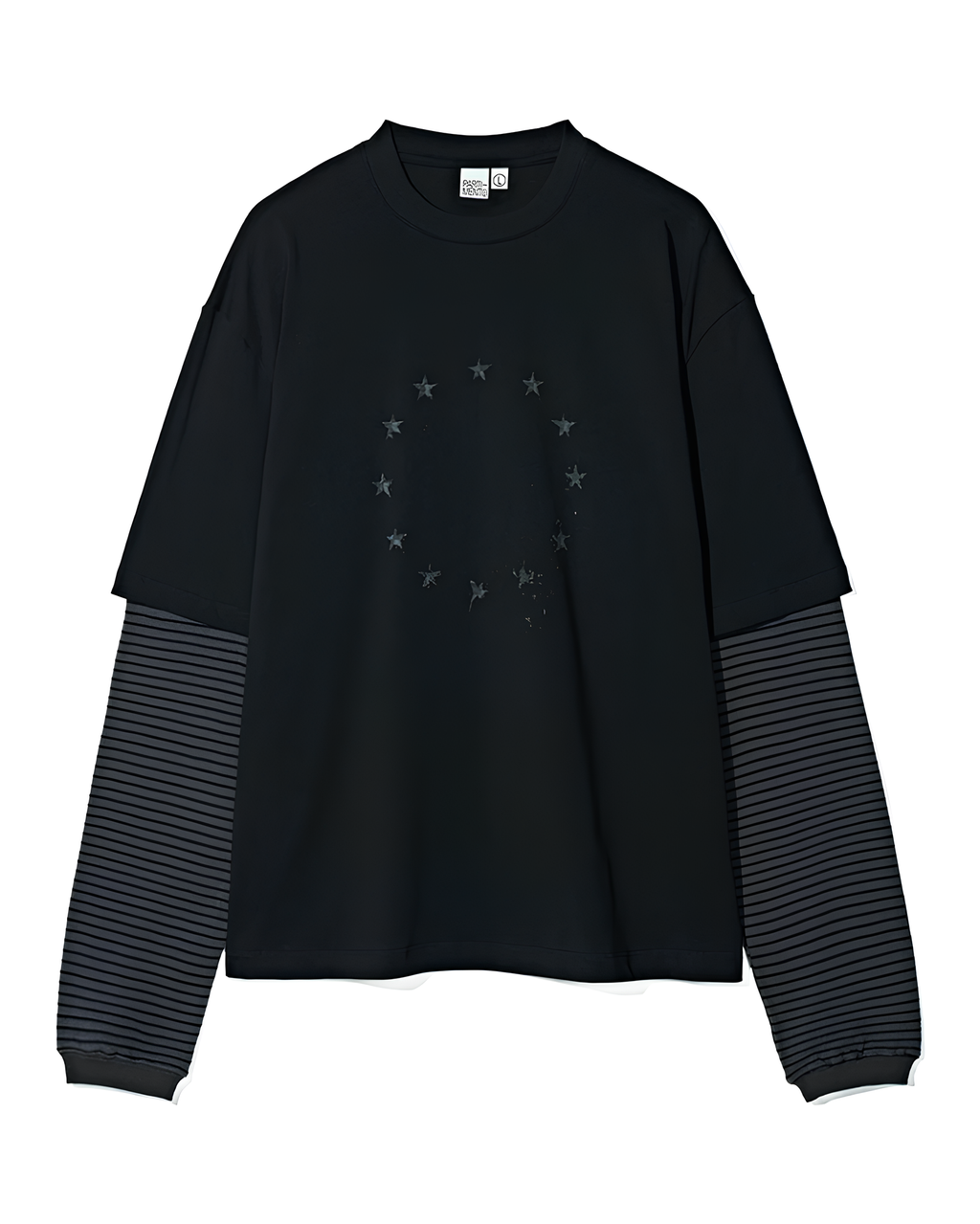 Layered Stripe Sleeve T-Shirt koku0163