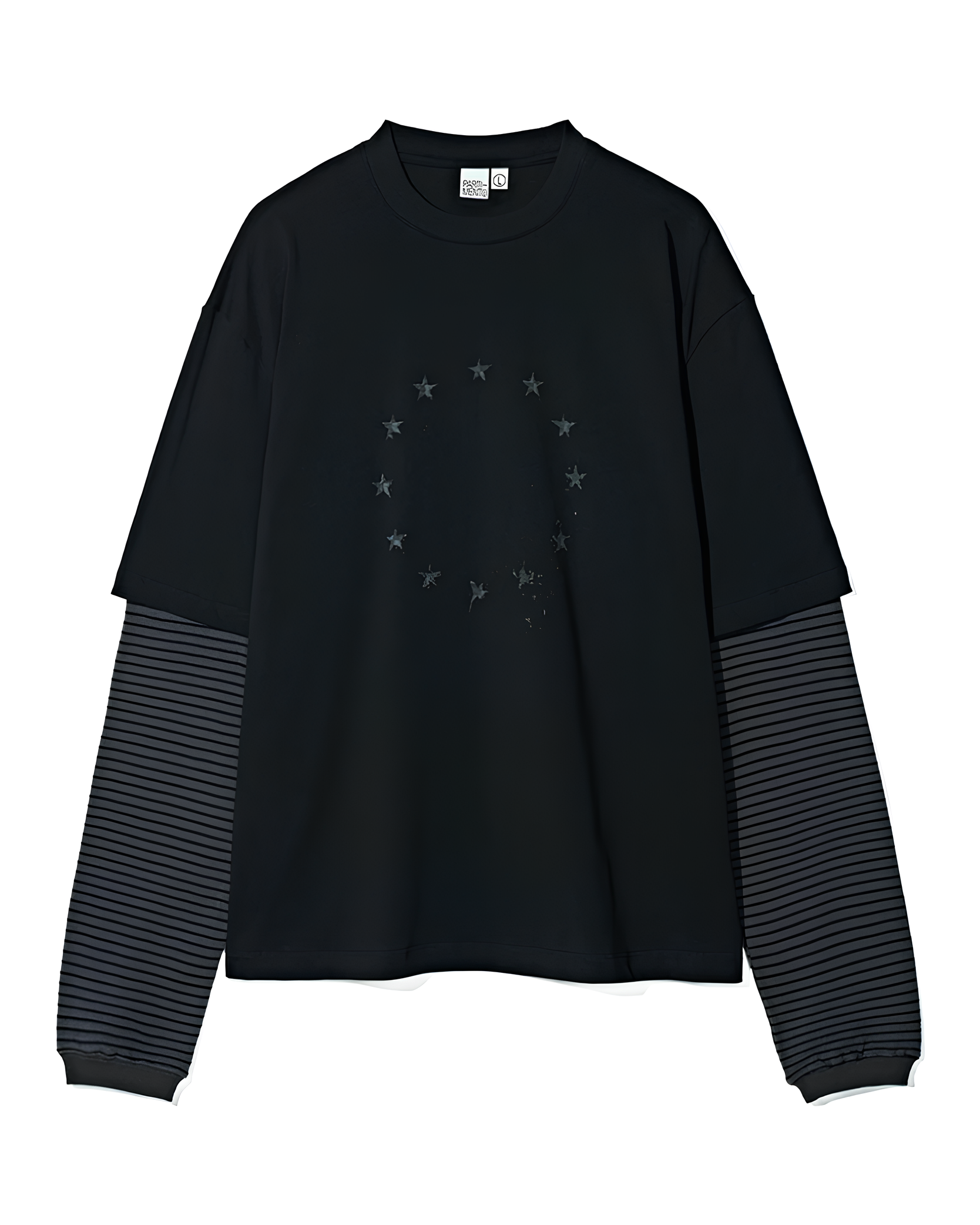 Layered Stripe Sleeve T-Shirt koku0163