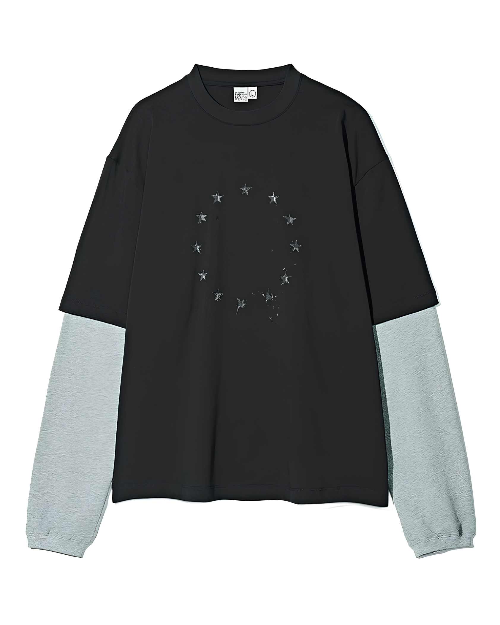 Layered Stripe Sleeve T-Shirt koku0163