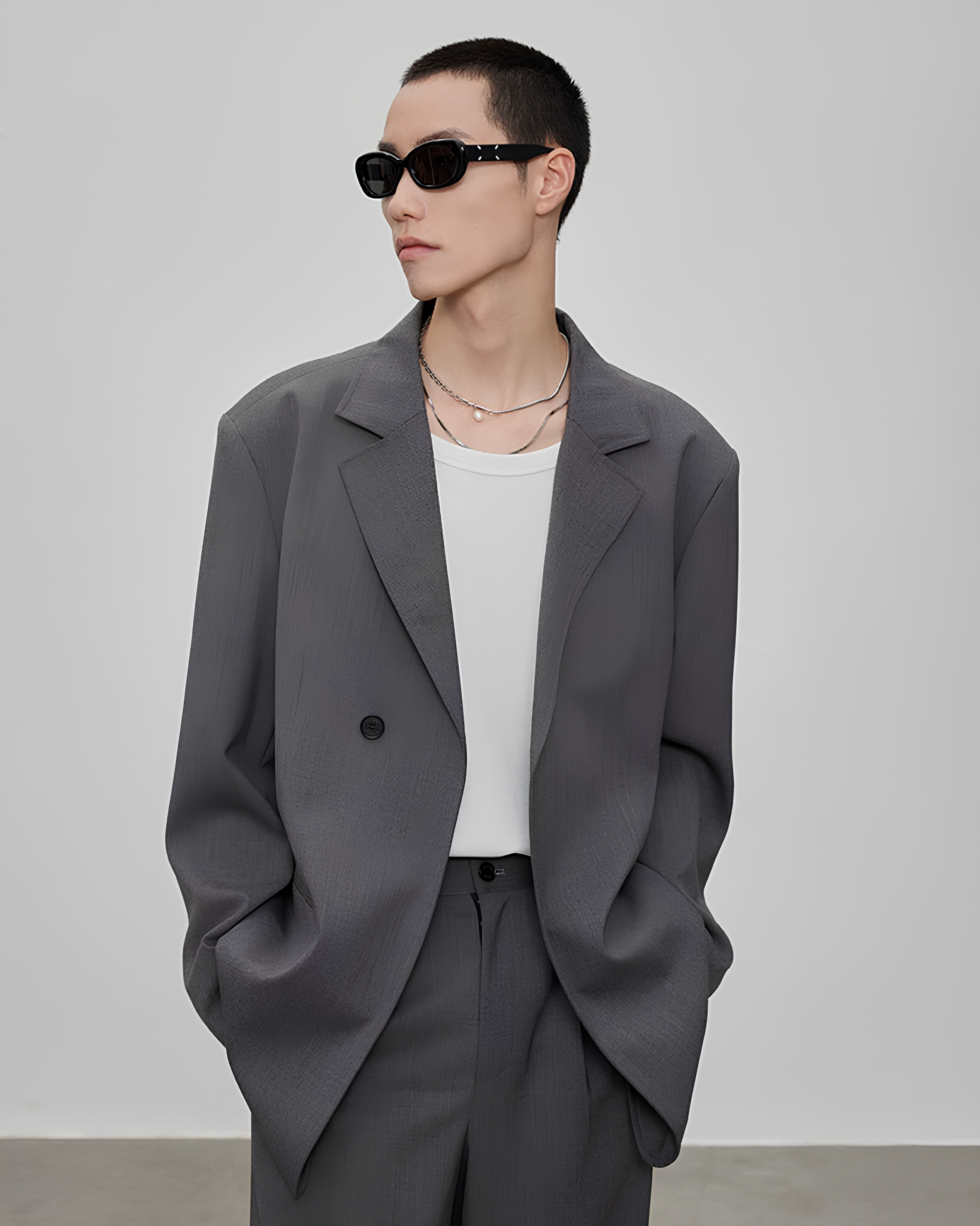 Virgin Wool Double Breasted Jacket koku0164