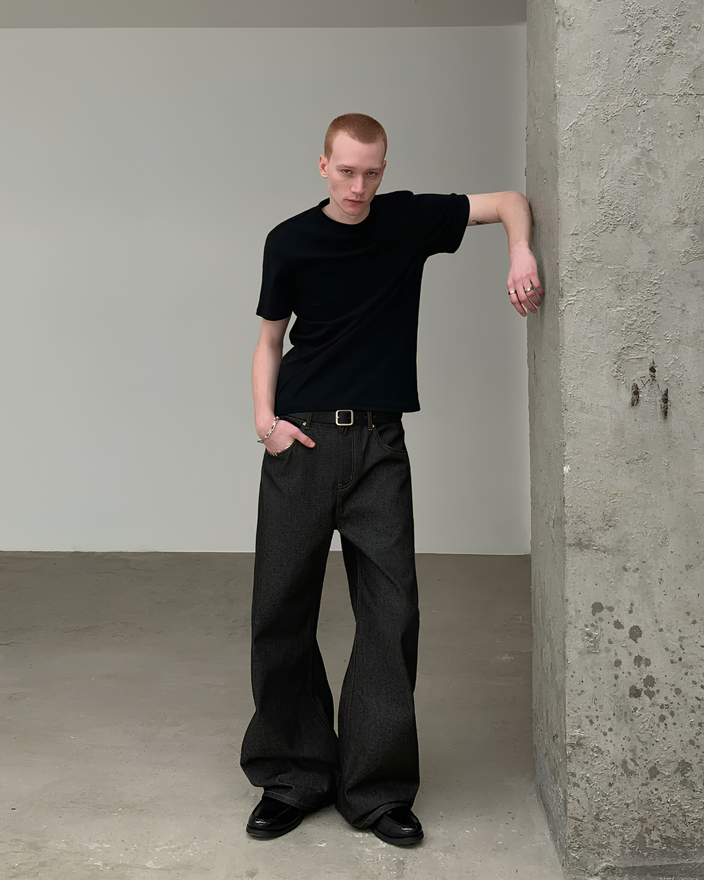 Loose Fit Straight Denim Pants koku0174