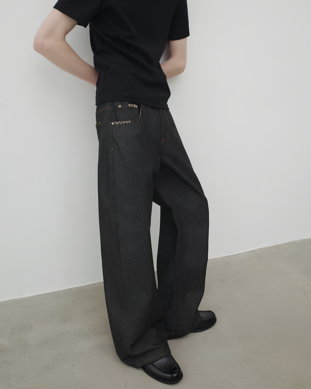 Loose Fit Straight Denim Pants koku0174