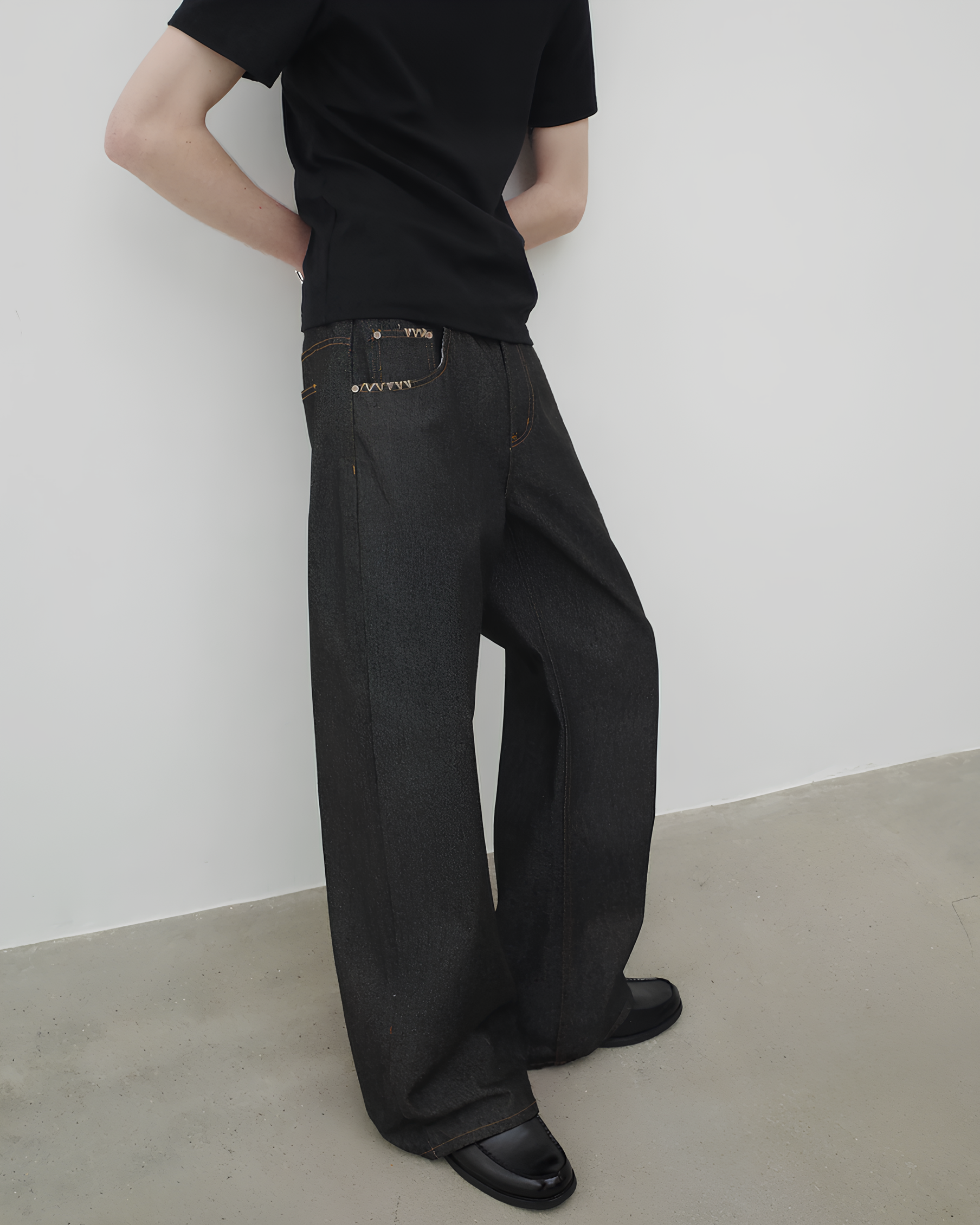 Loose Fit Straight Denim Pants koku0174