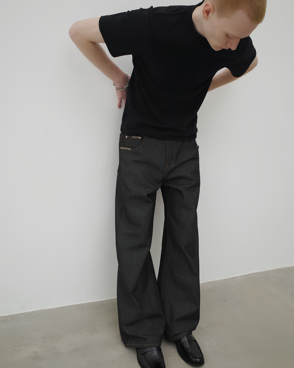 Loose Fit Straight Denim Pants koku0174
