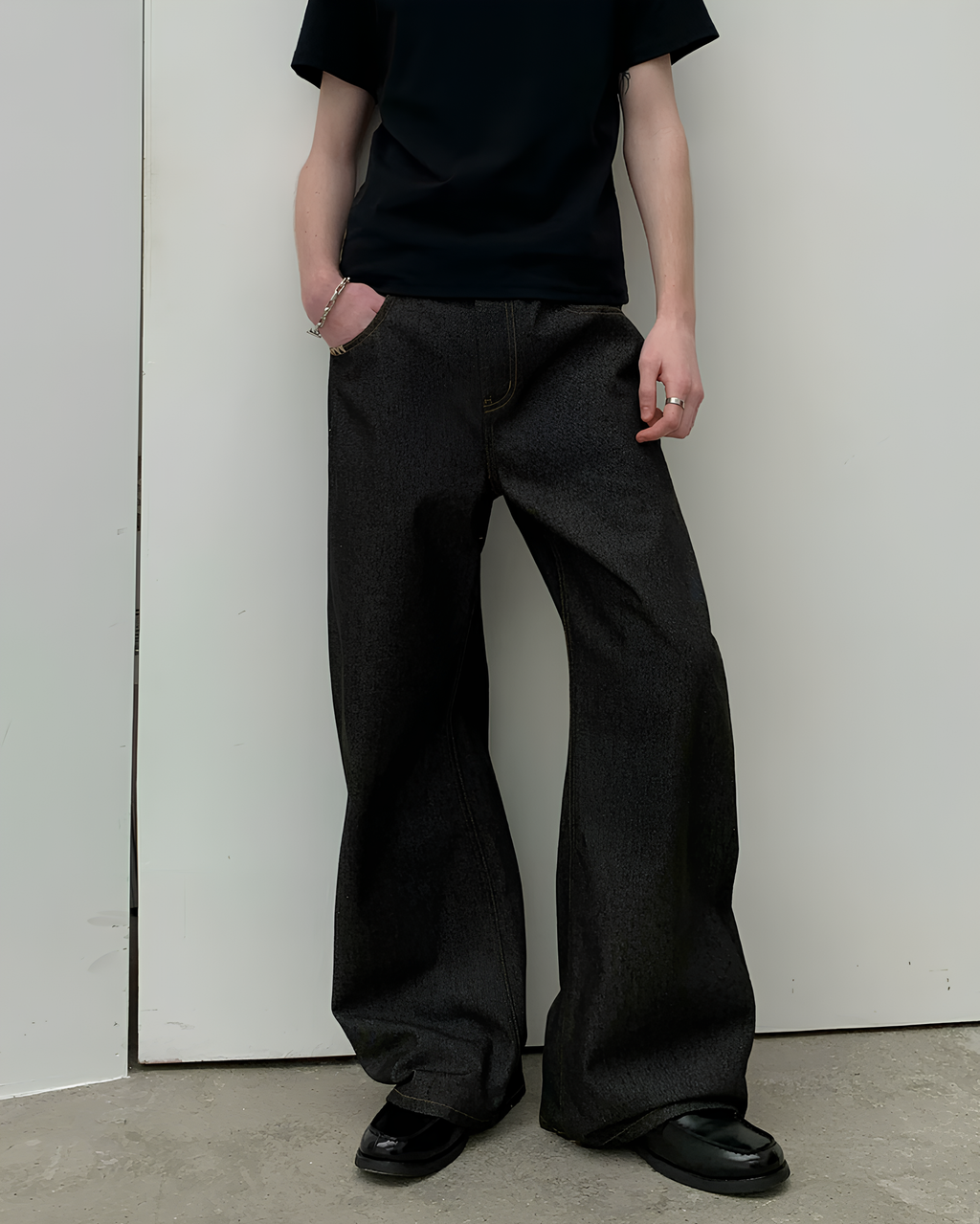 Loose Fit Straight Denim Pants koku0174