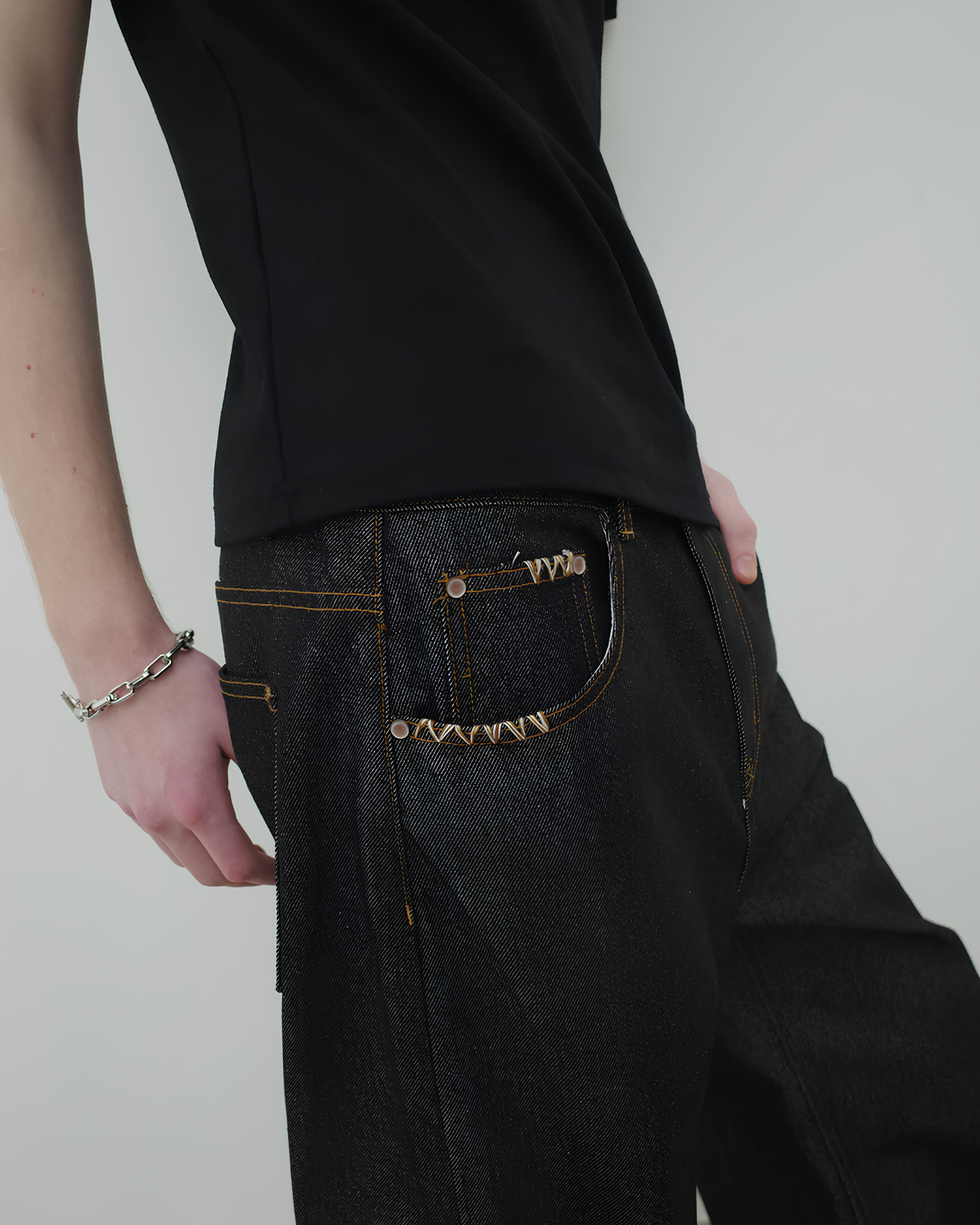 Loose Fit Straight Denim Pants koku0174