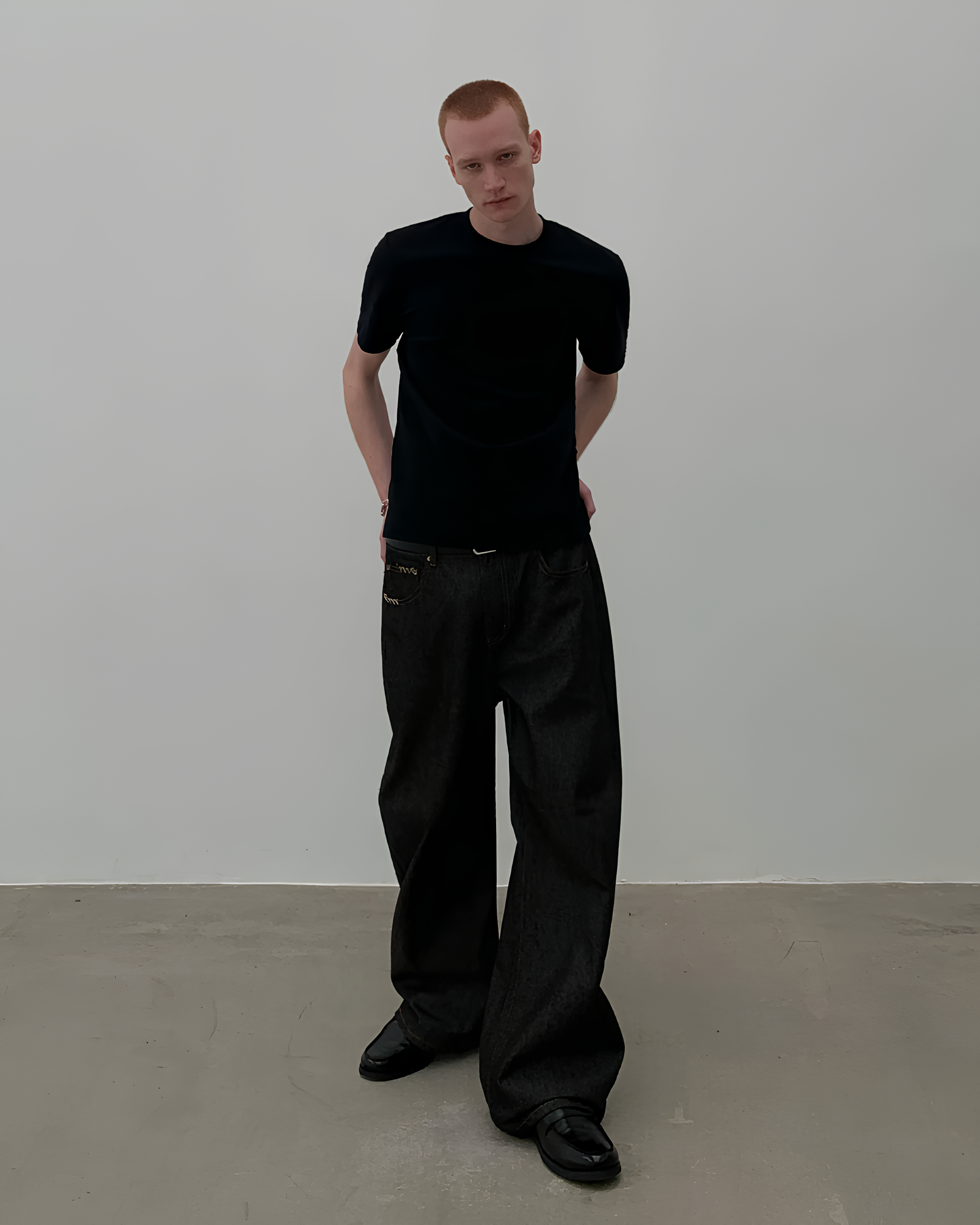 Loose Fit Straight Denim Pants koku0174