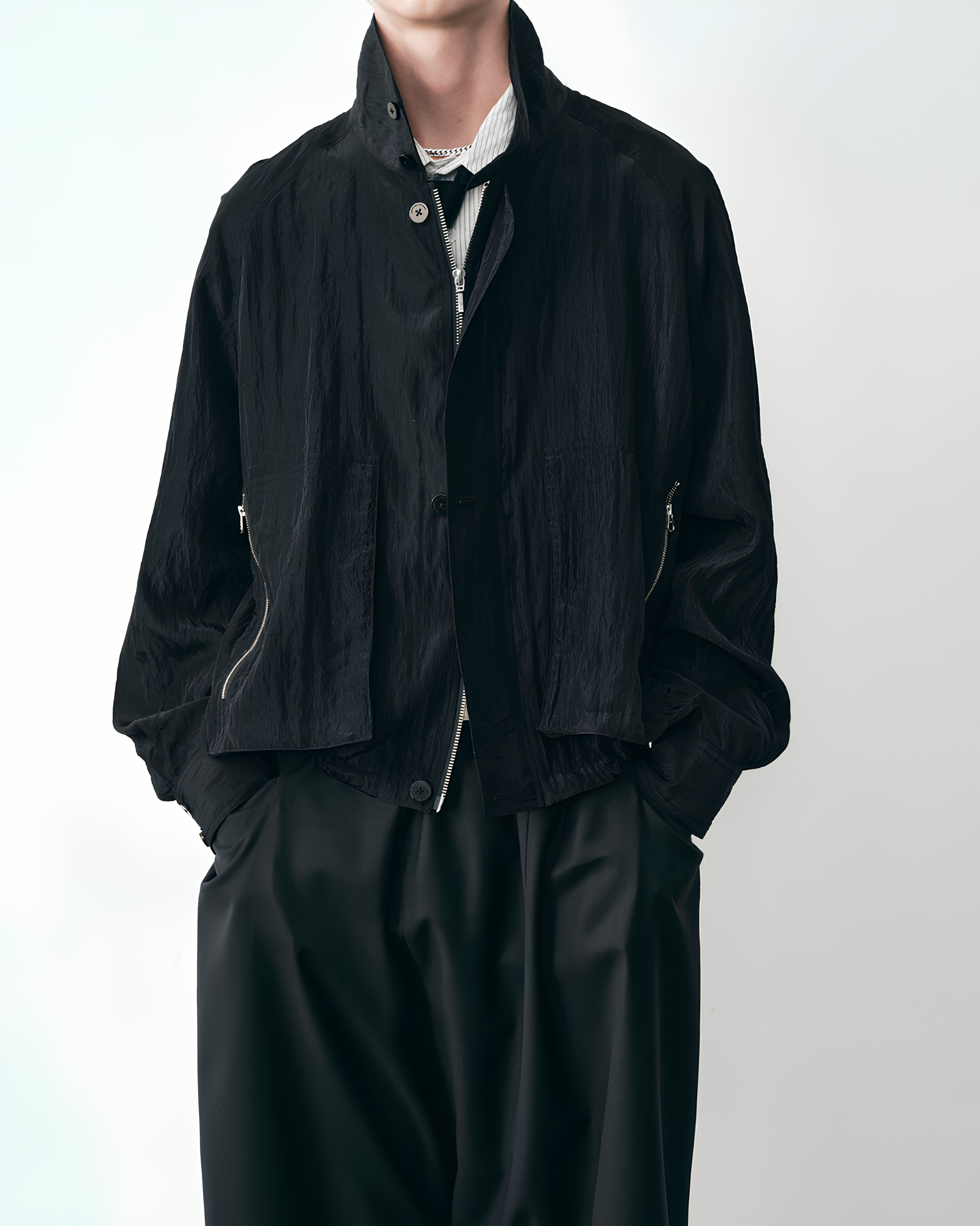 Stand Collar Zip Short Blouson koku0176