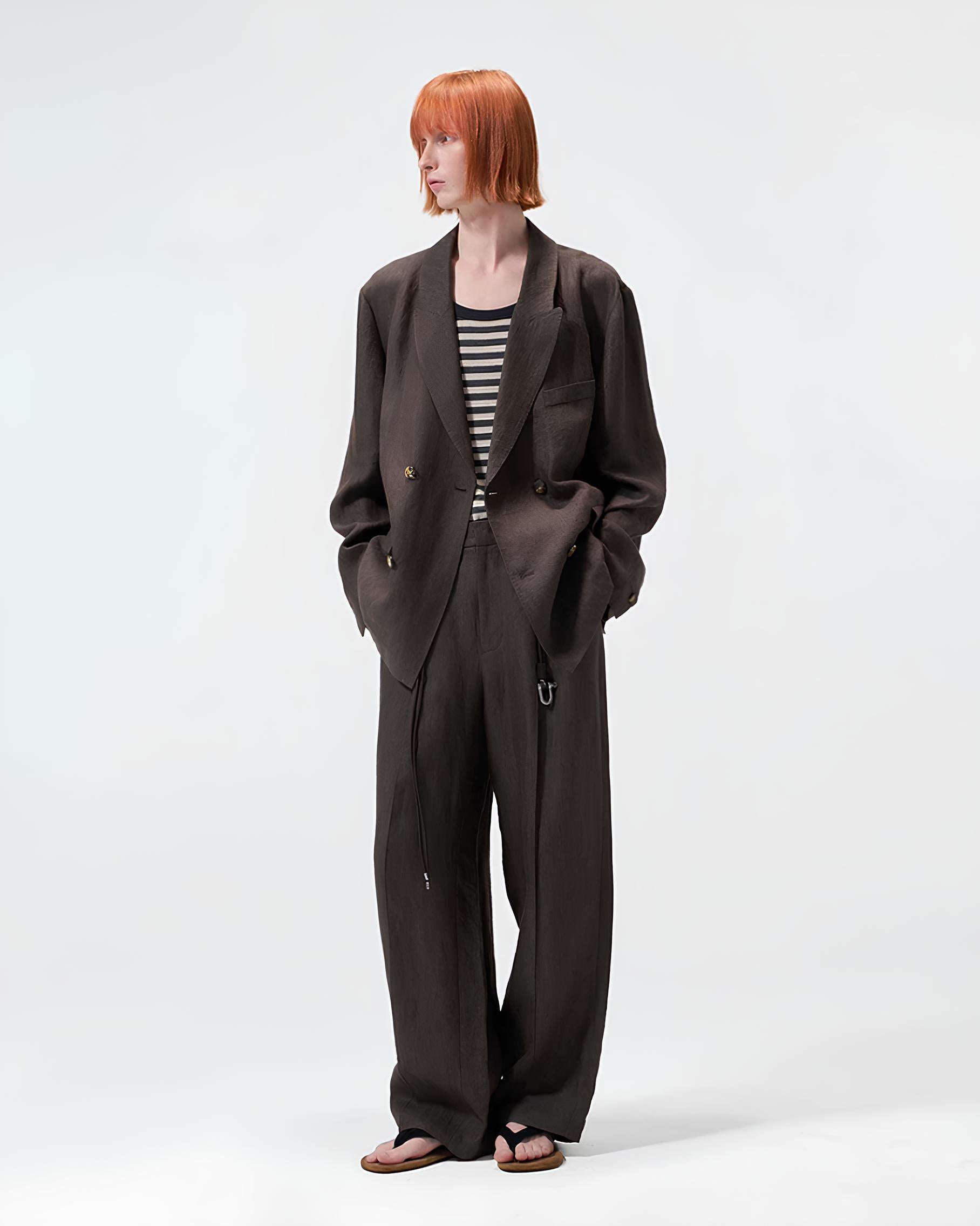 Linen Double-Breasted Jacket koku0196