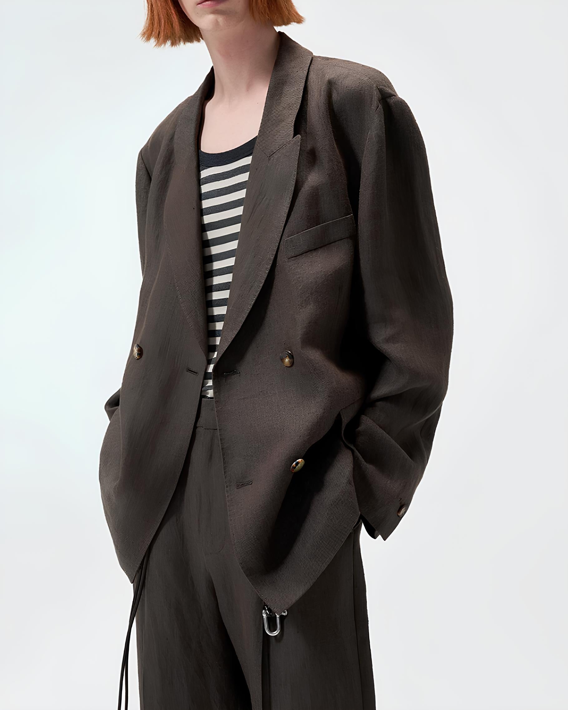 Linen Double-Breasted Jacket koku0196