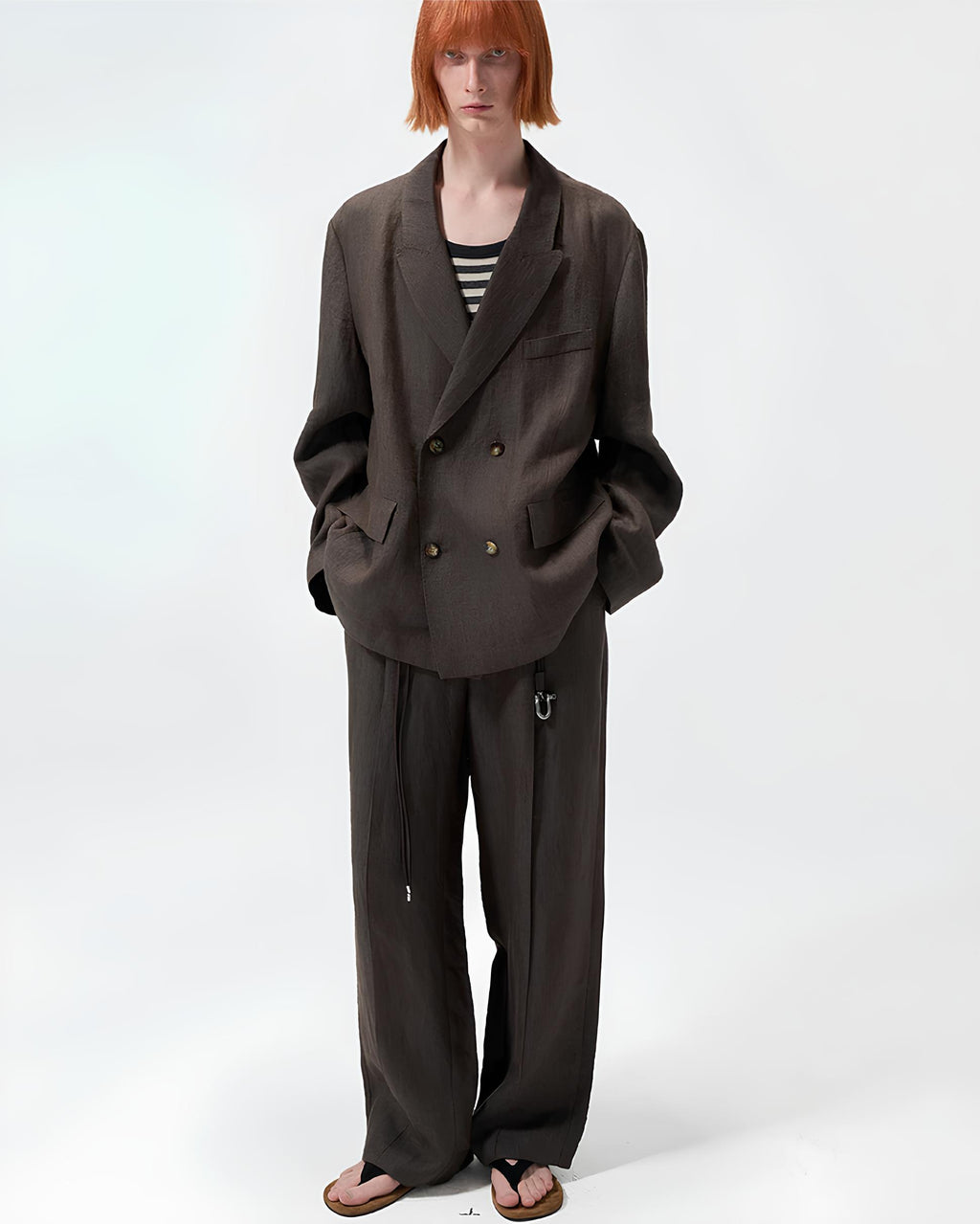 Linen Double-Breasted Jacket koku0196