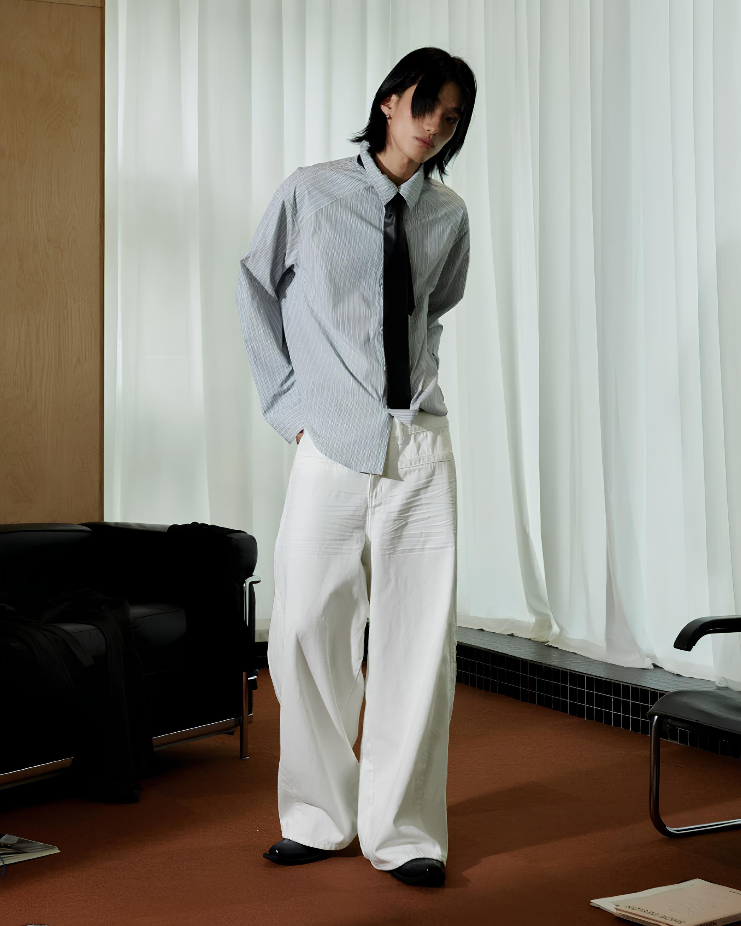 Crinkle Whide Denim Pants koku0200