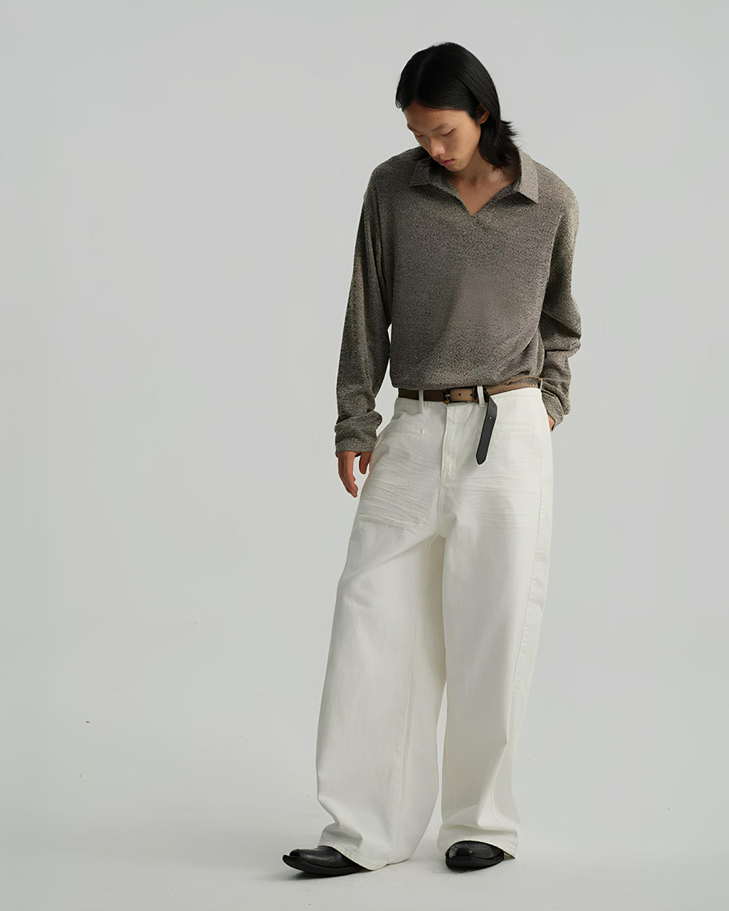 Crinkle Whide Denim Pants koku0200