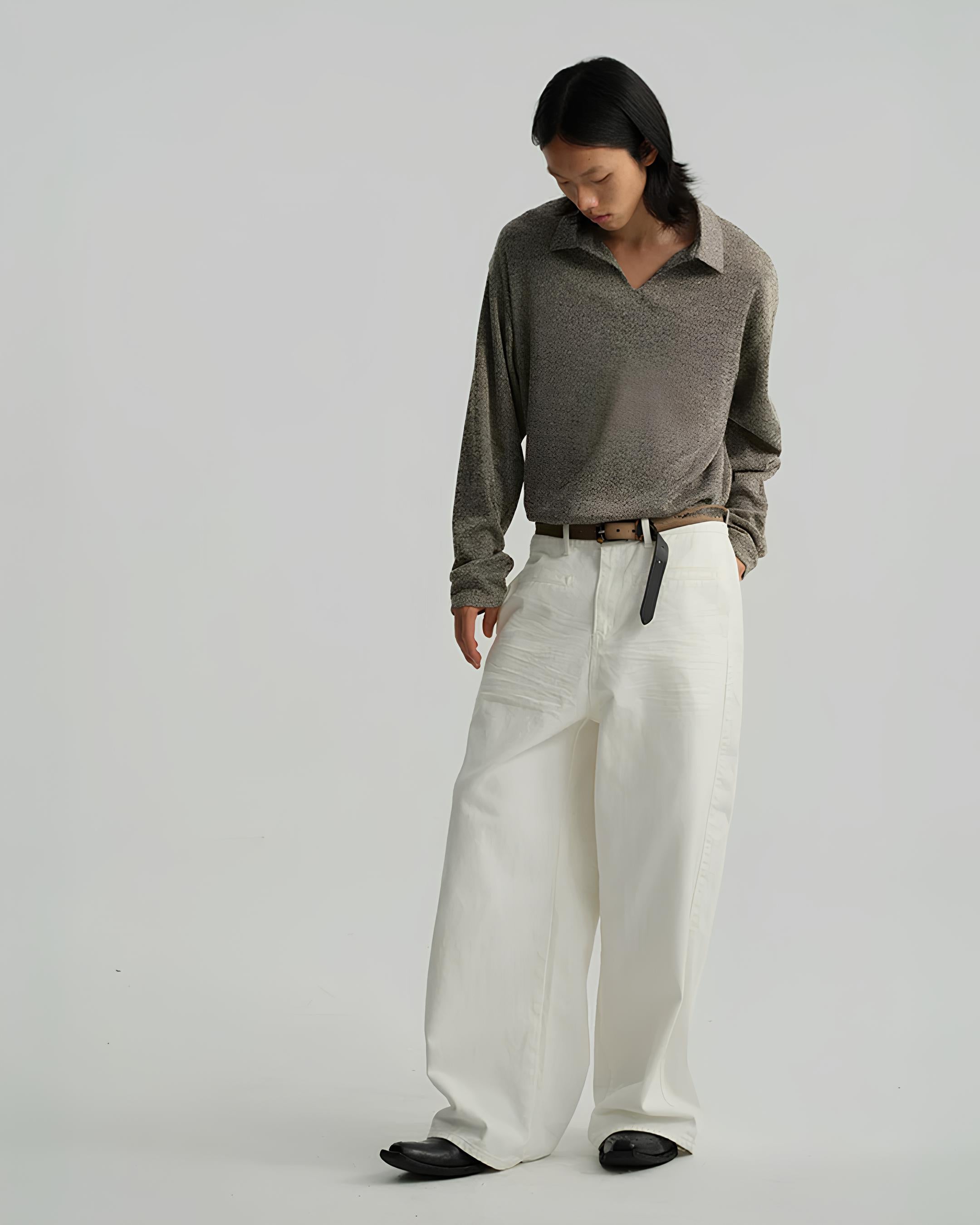 Crinkle Whide Denim Pants koku0200