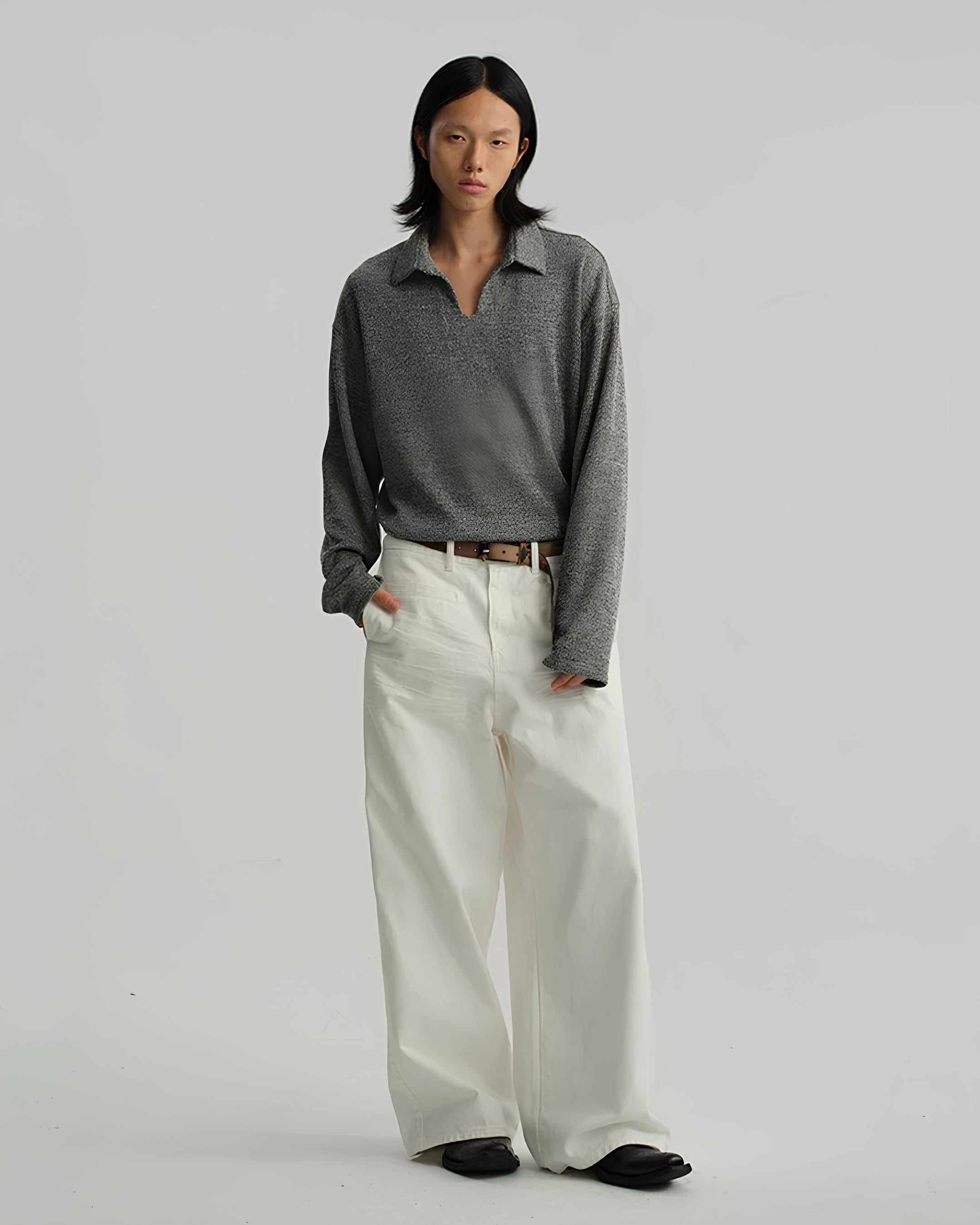 Crinkle Whide Denim Pants koku0200