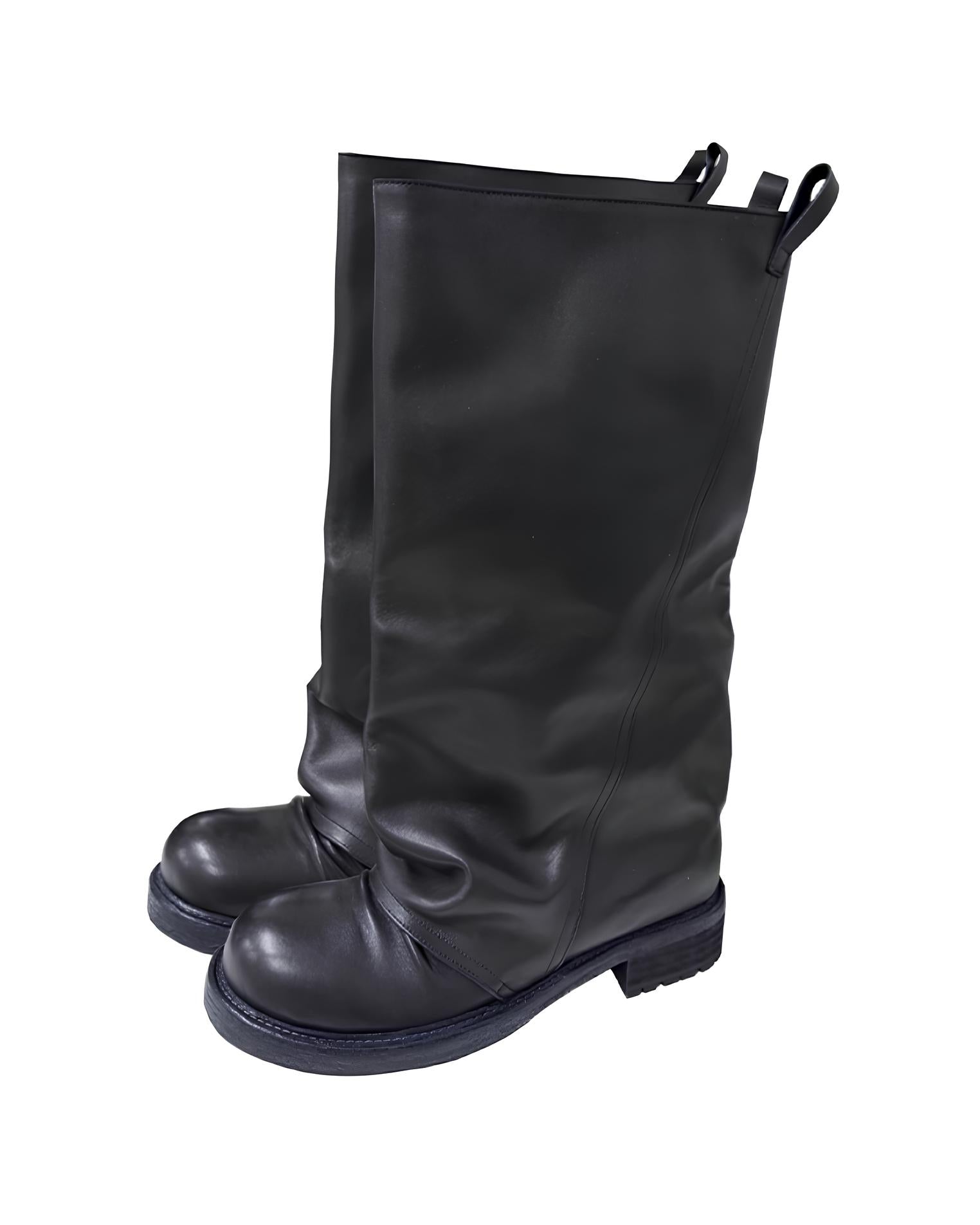 Draped Tube Leather Boots koku0221