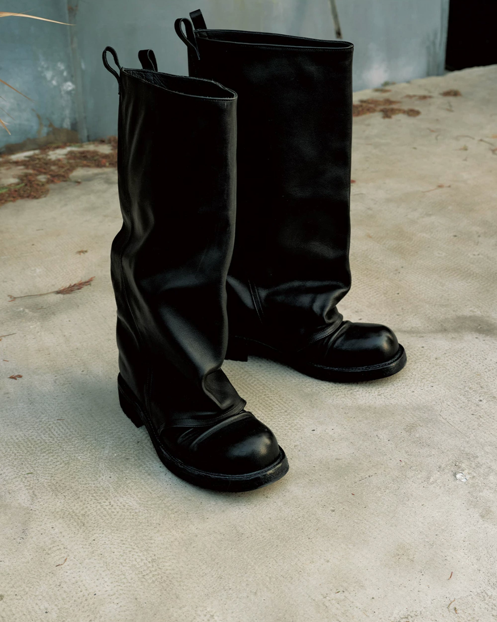 Draped Tube Leather Boots koku0221