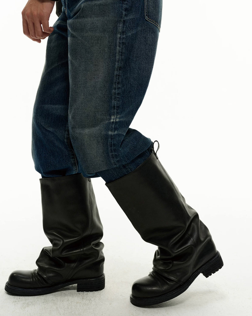 Draped Tube Leather Boots koku0221