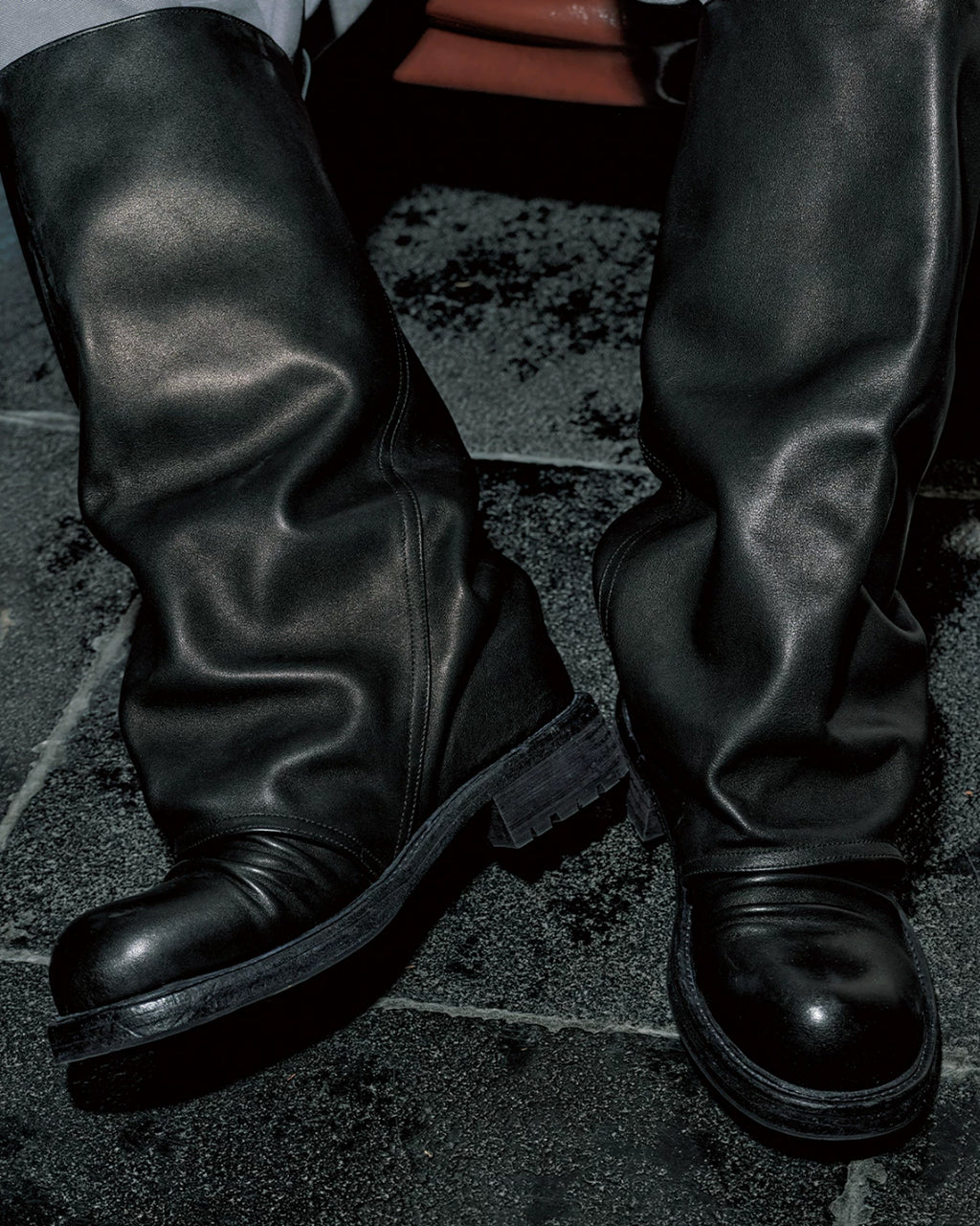 Draped Tube Leather Boots koku0221