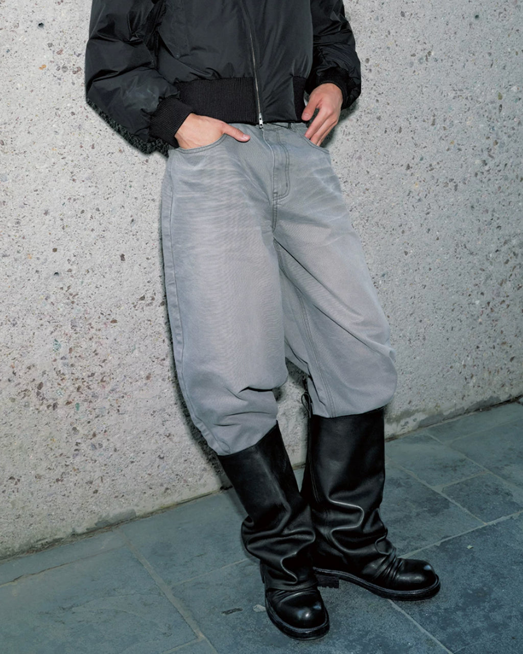 Draped Tube Leather Boots koku0221