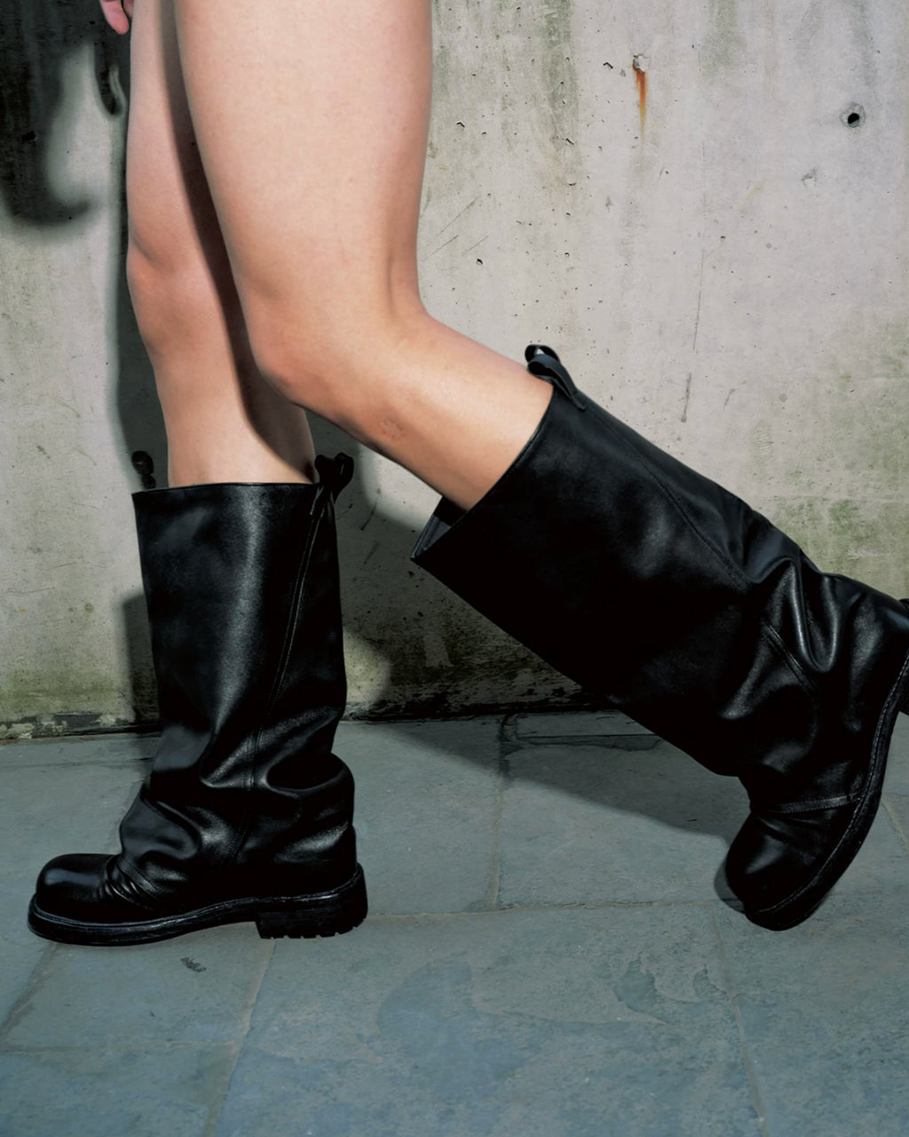 Draped Tube Leather Boots koku0221