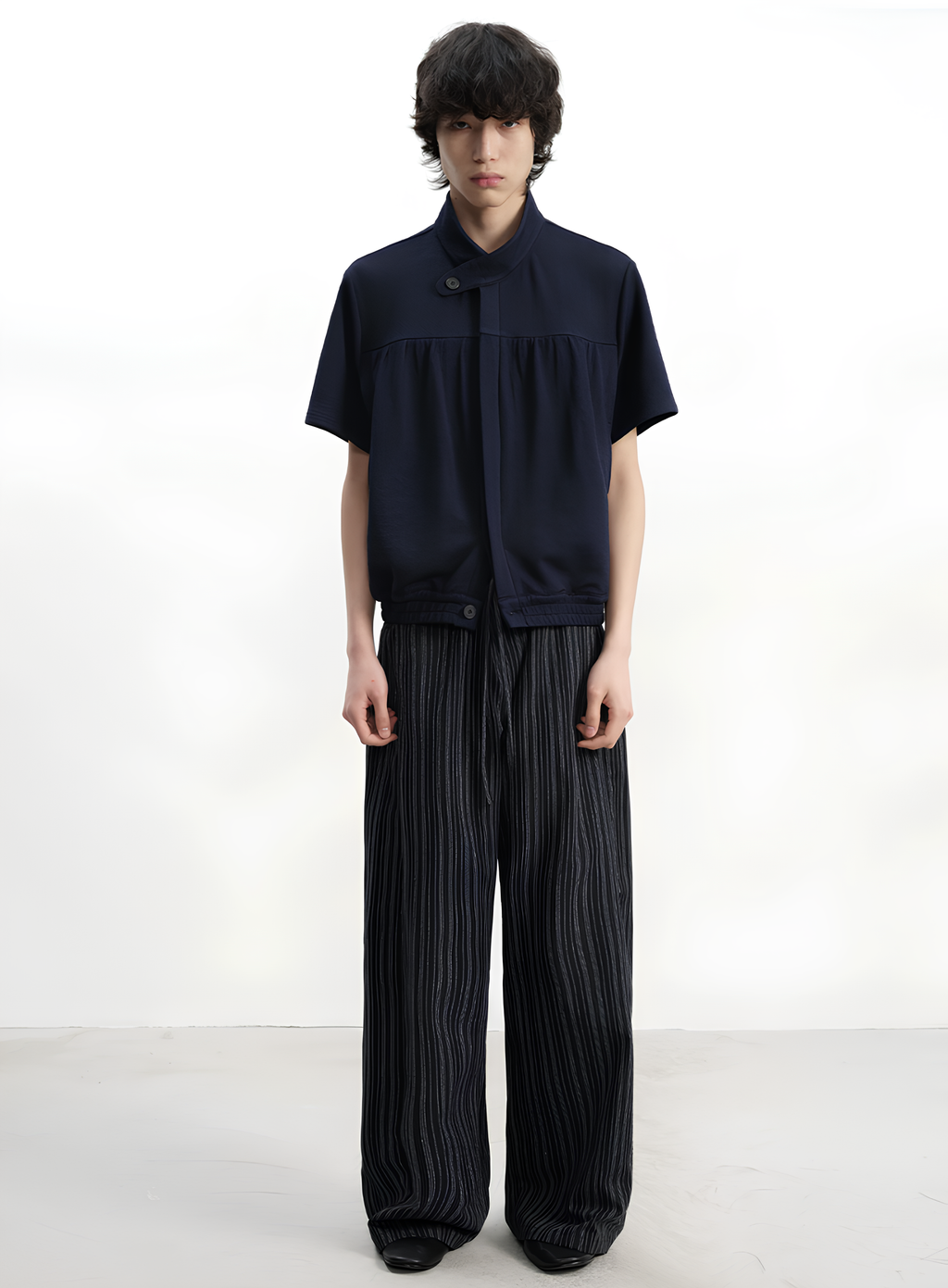 Stand Collar Jacquard Knit Polo koku0219