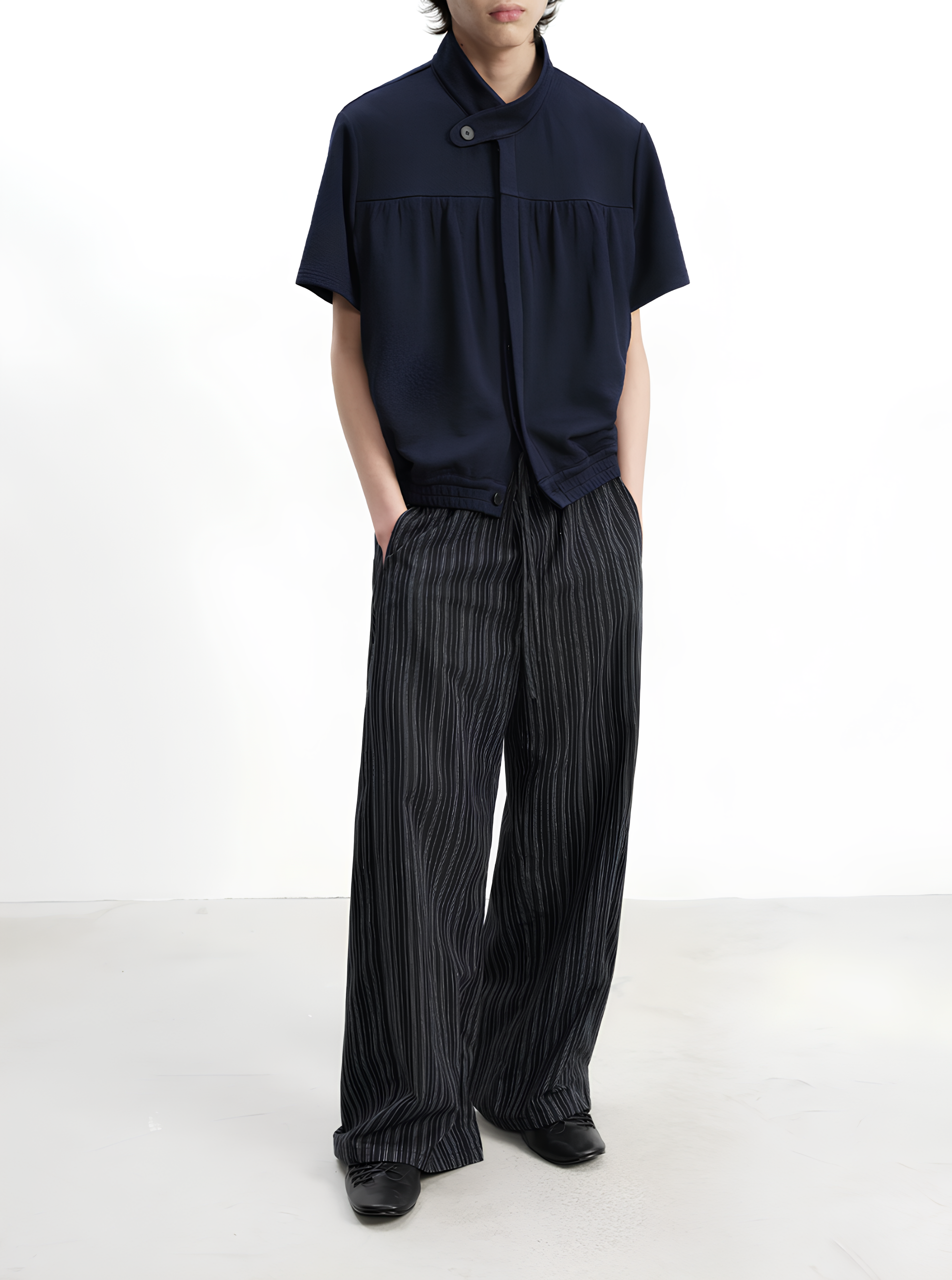 Stand Collar Jacquard Knit Polo koku0219