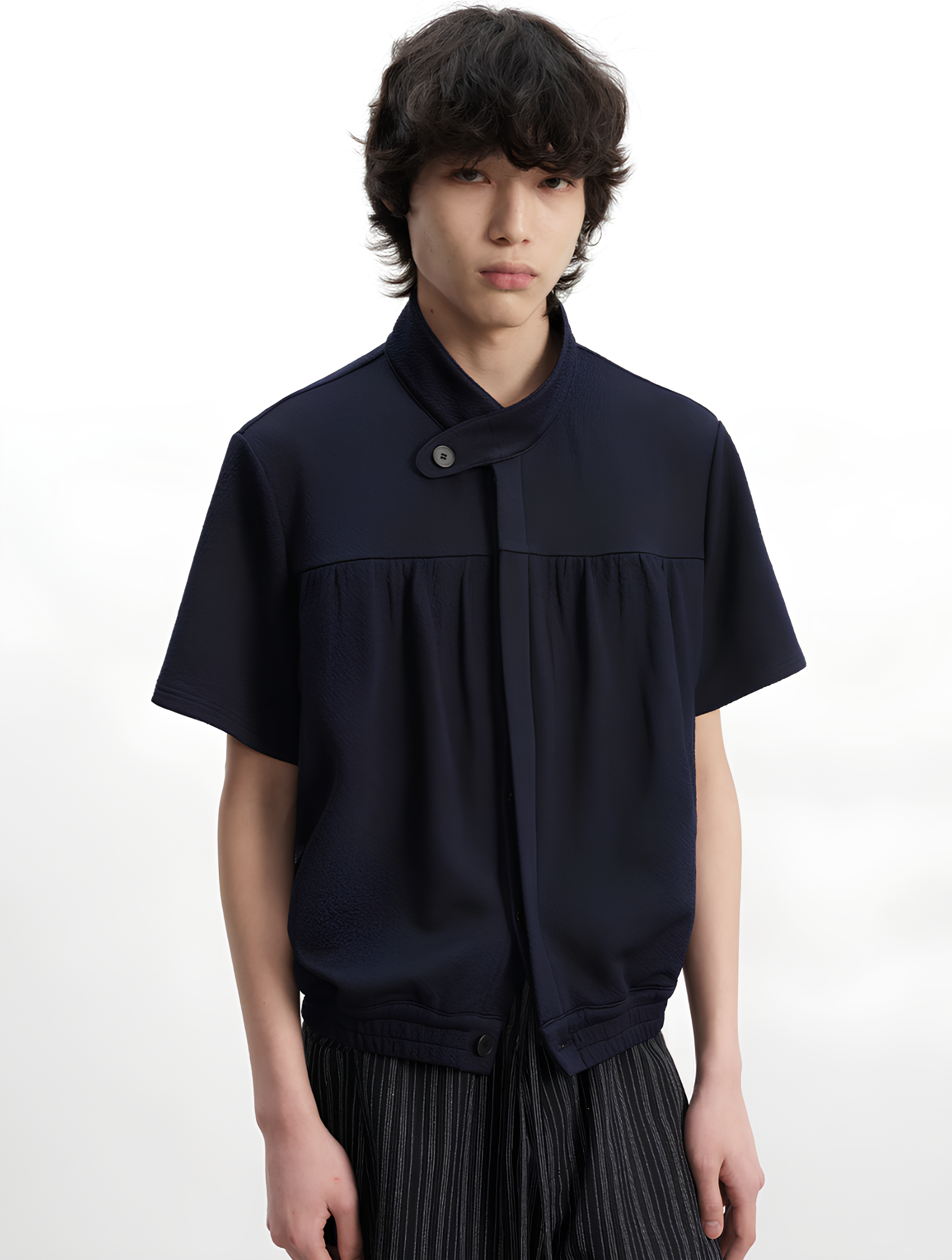 Stand Collar Jacquard Knit Polo koku0219
