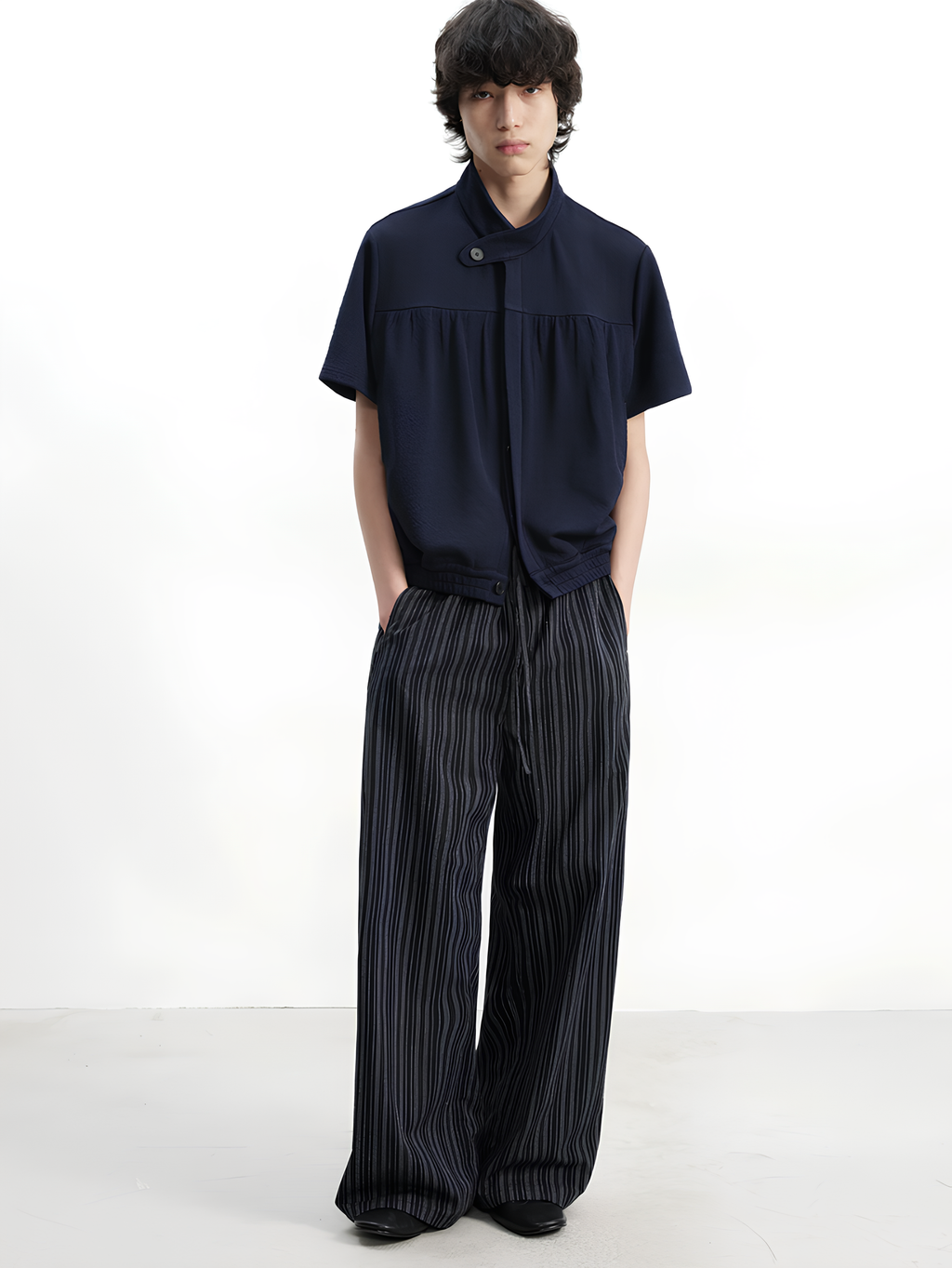 Stand Collar Jacquard Knit Polo koku0219